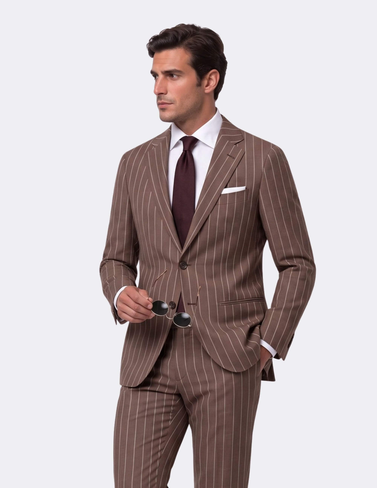 The Roma Cacao Pinstripe Suit