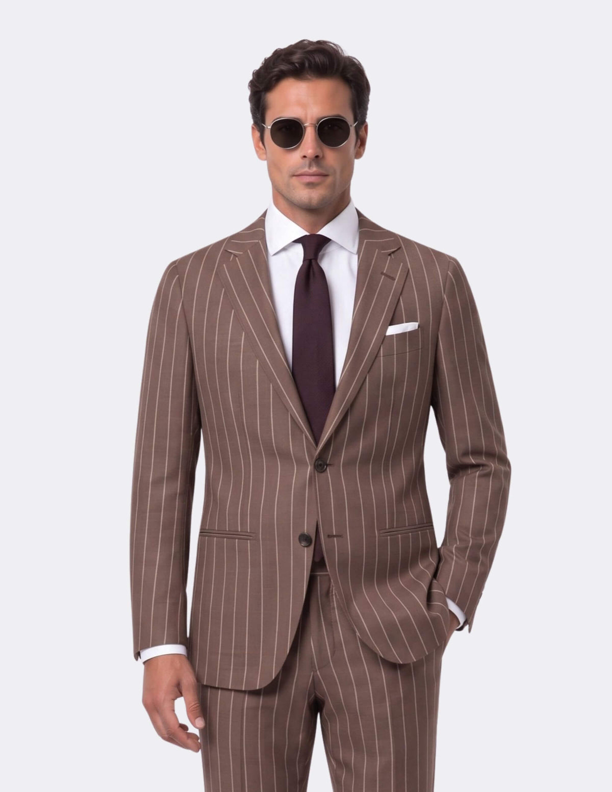 The Roma Cacao Pinstripe Suit