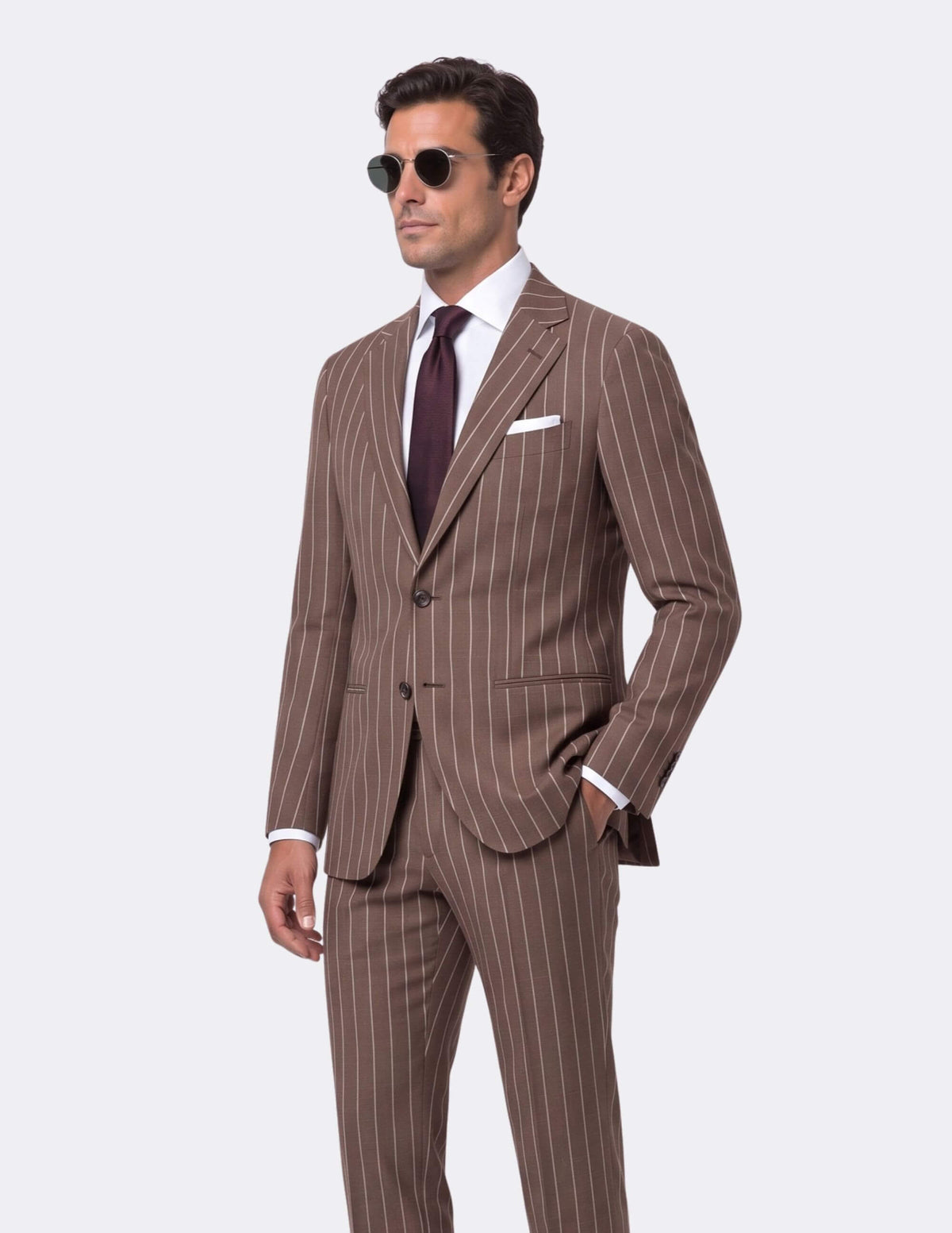 The Roma Cacao Pinstripe Suit