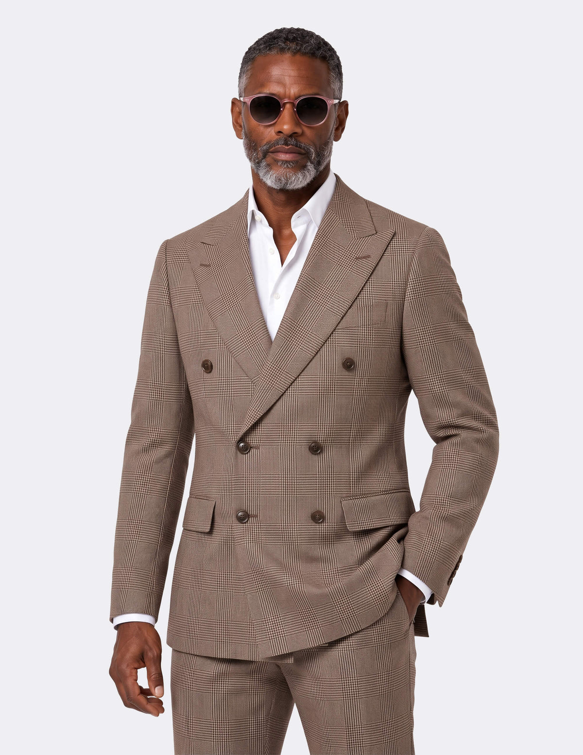 The Brera Mocha Check Double-Breasted Suit
