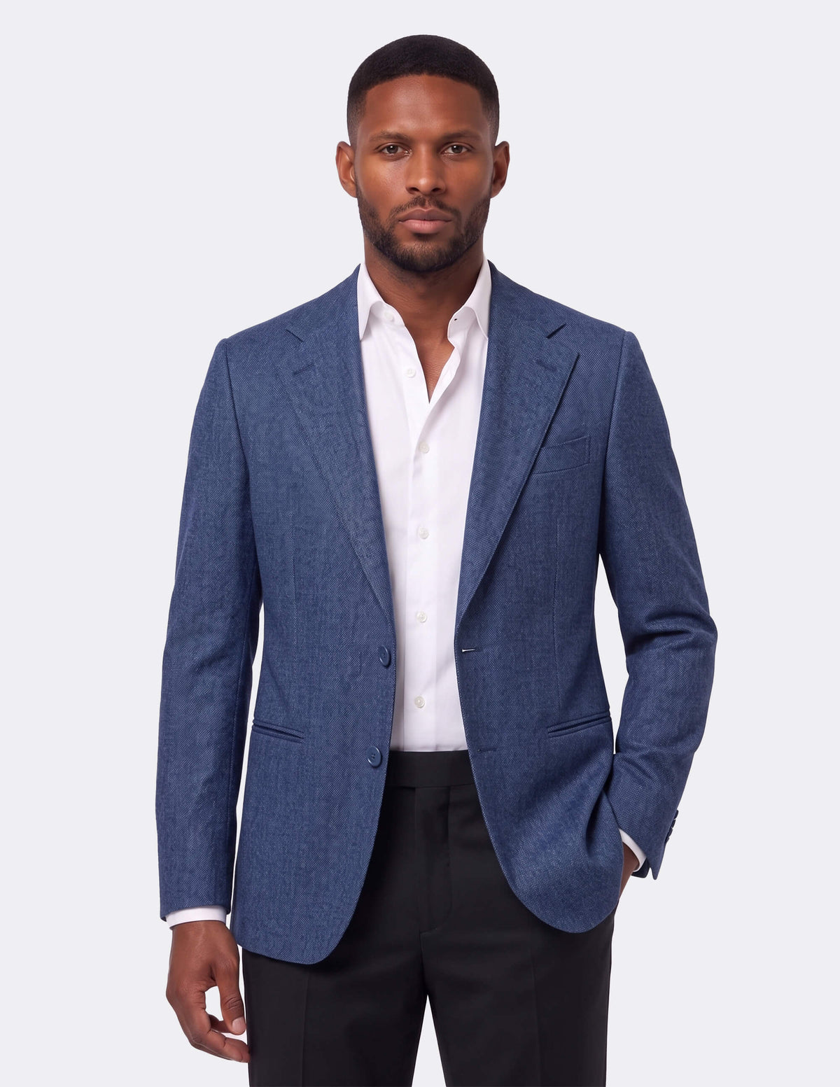 The Cevano Blue Single-Breasted Jacket