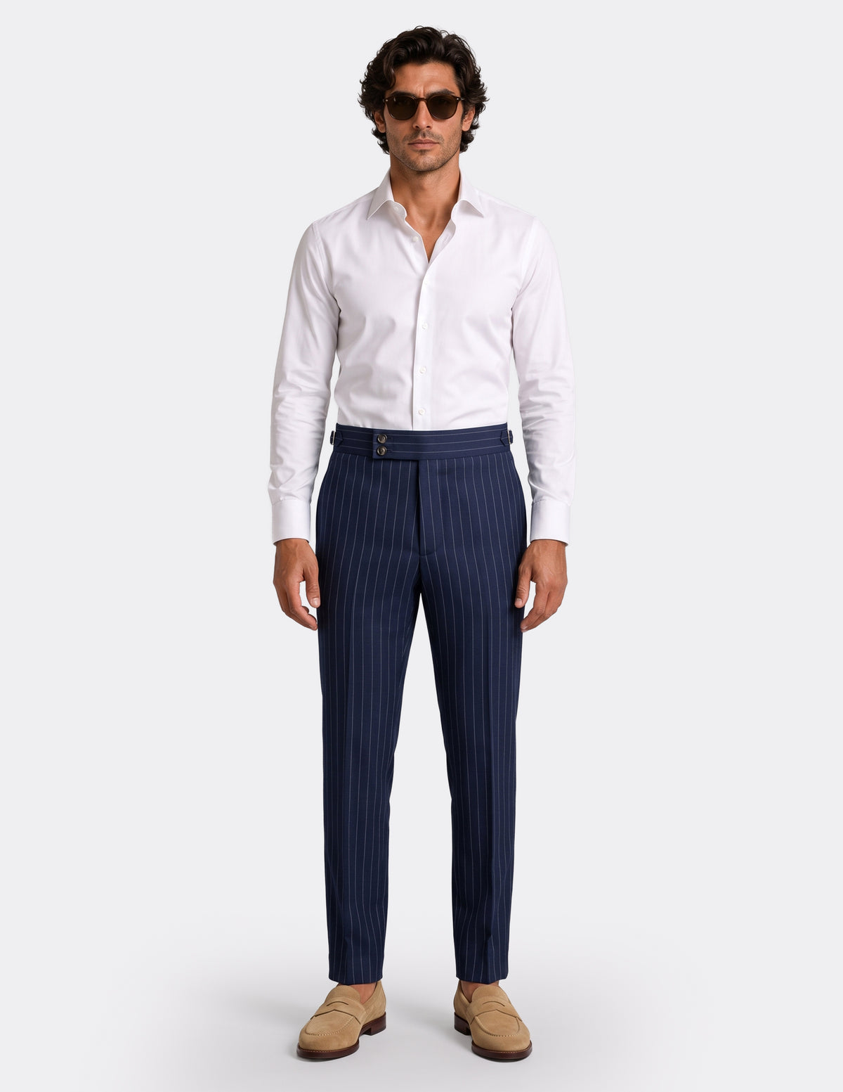 The Asti Navy Pinstripe DB Trousers