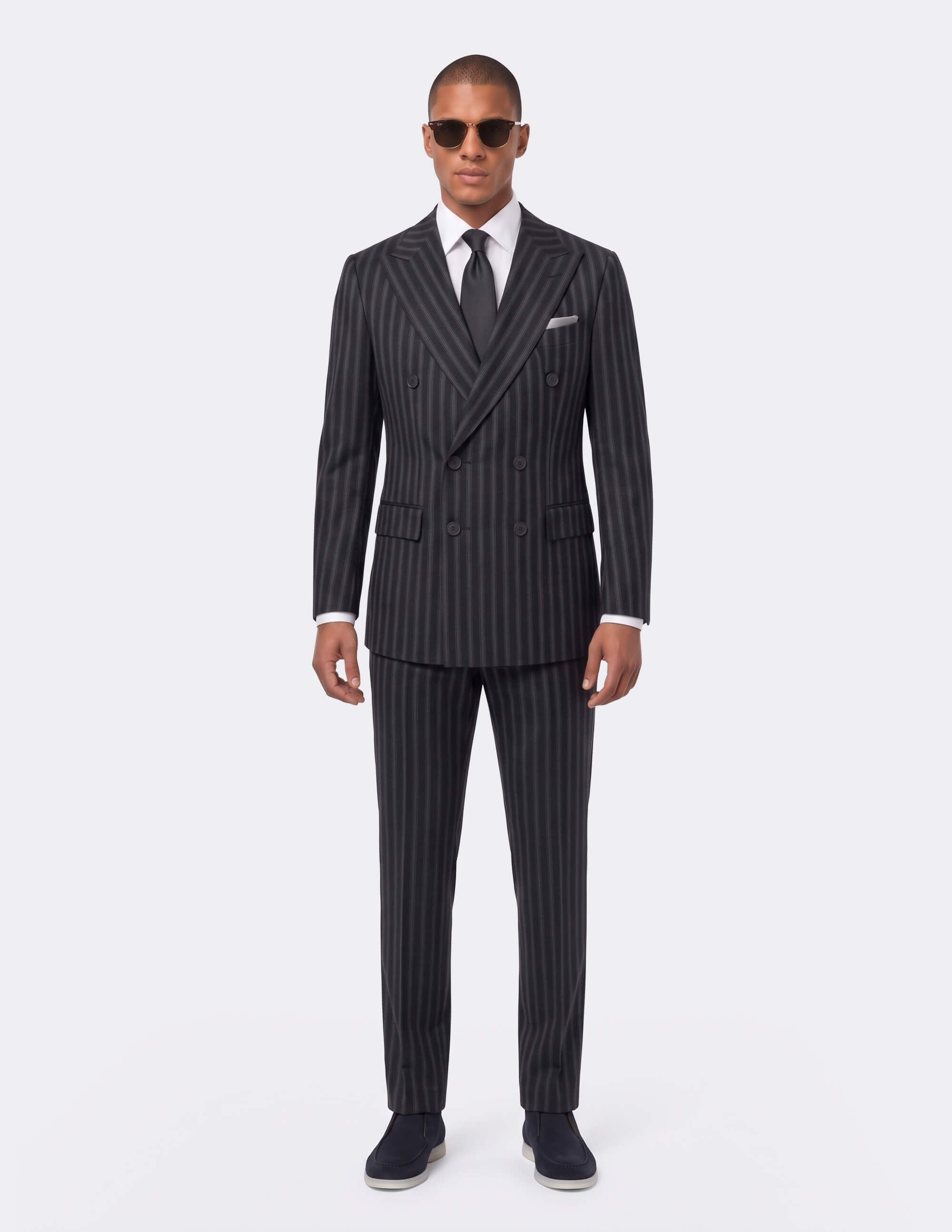 The Roma Nero Stripe Double-Breasted Suit