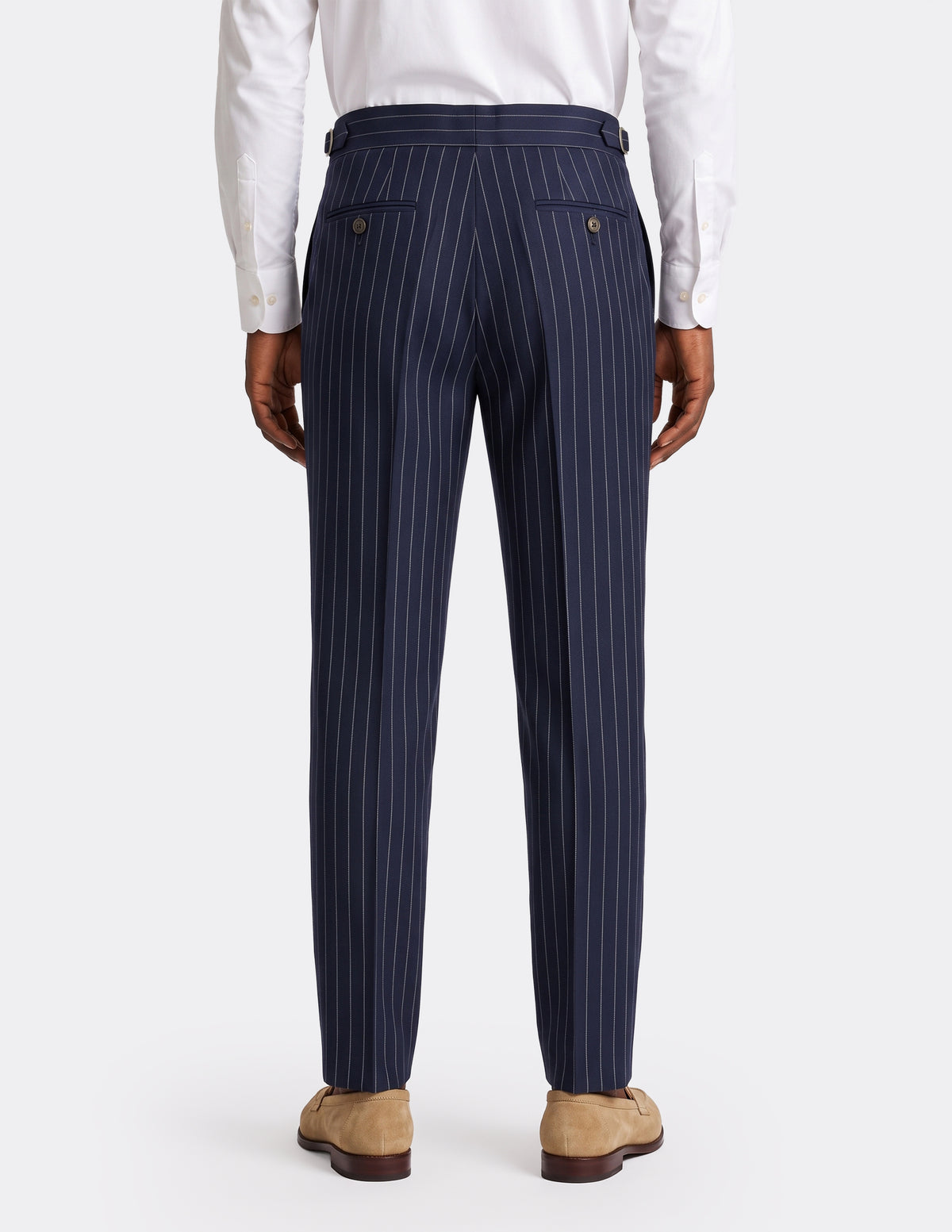 The Asti Navy Pinstripe DB Trousers
