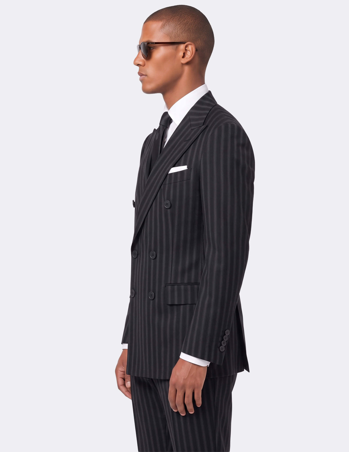 The Roma Nero Stripe Double-Breasted Suit