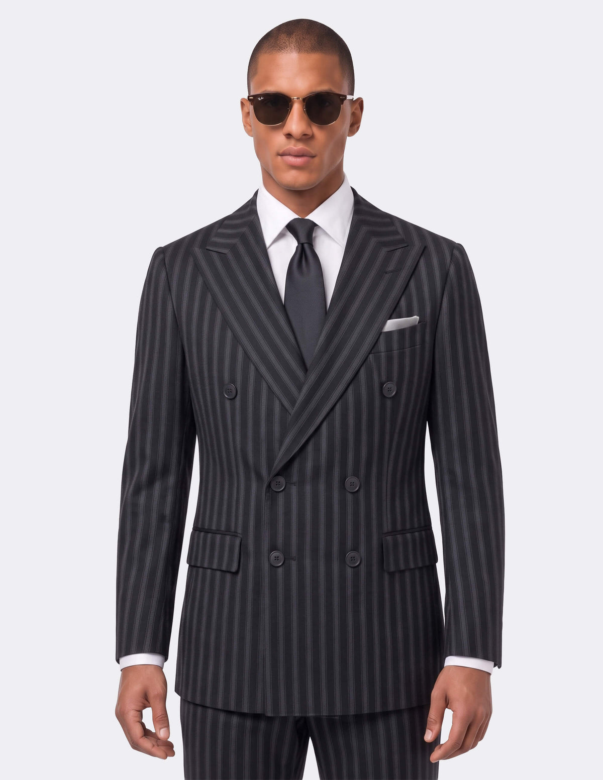 The Roma Nero Stripe Double-Breasted Suit