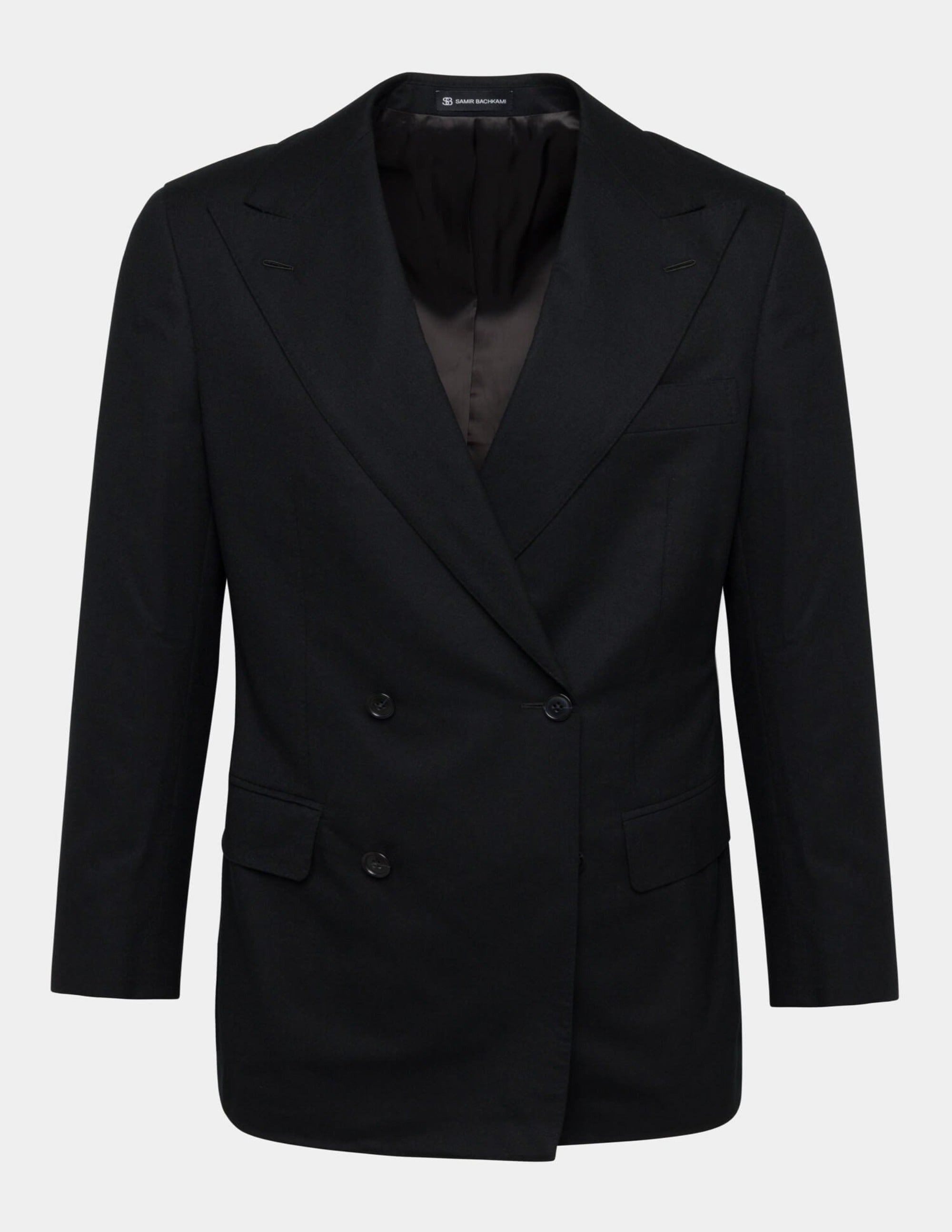 Black Wool Cashmere Double Breasted Suit