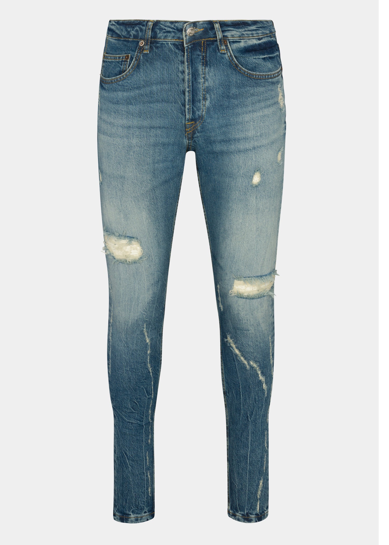 Distressed Blue Skinny Fit Jeans