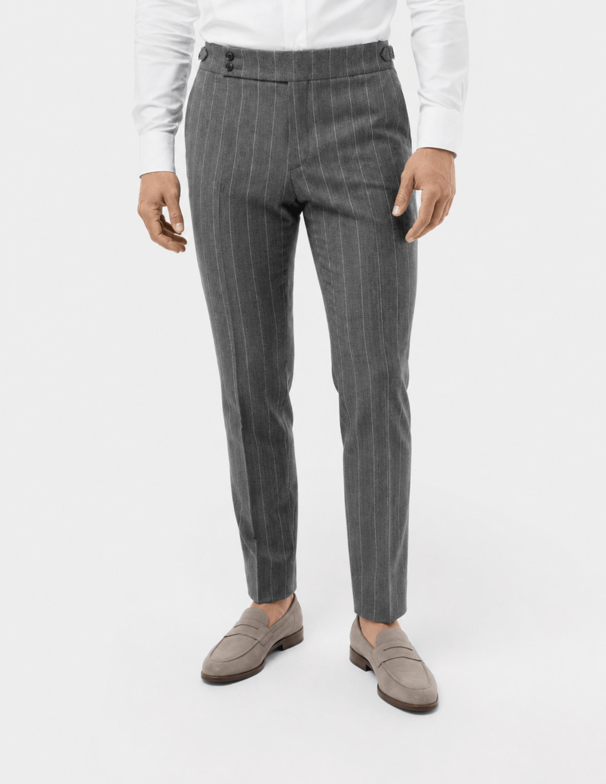 The Grey Stripe Trousers Double Button - MTO