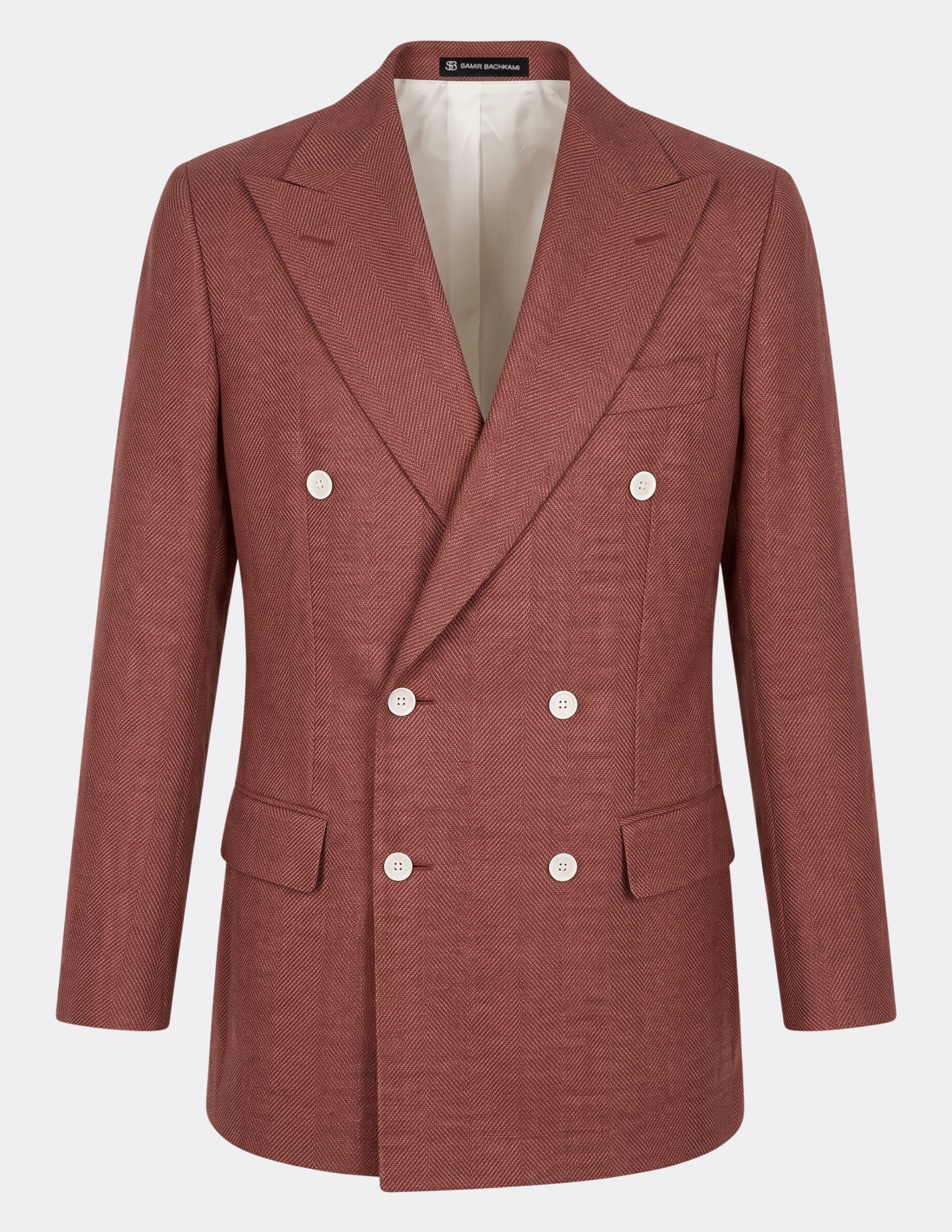 Siena Terracotta Herringbone Double-Breasted Suit