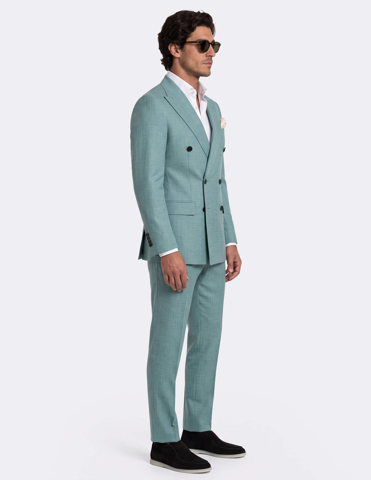 Aqua Teal Double Breasted Suit - Samir Bachkami