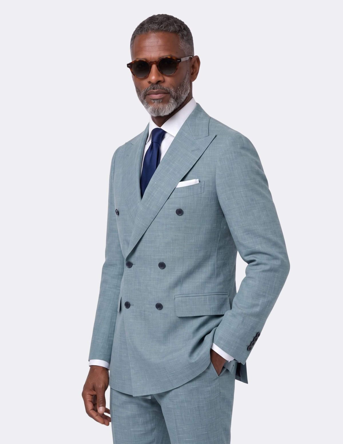 Aqua Teal Double Breasted Suit - Samir Bachkami