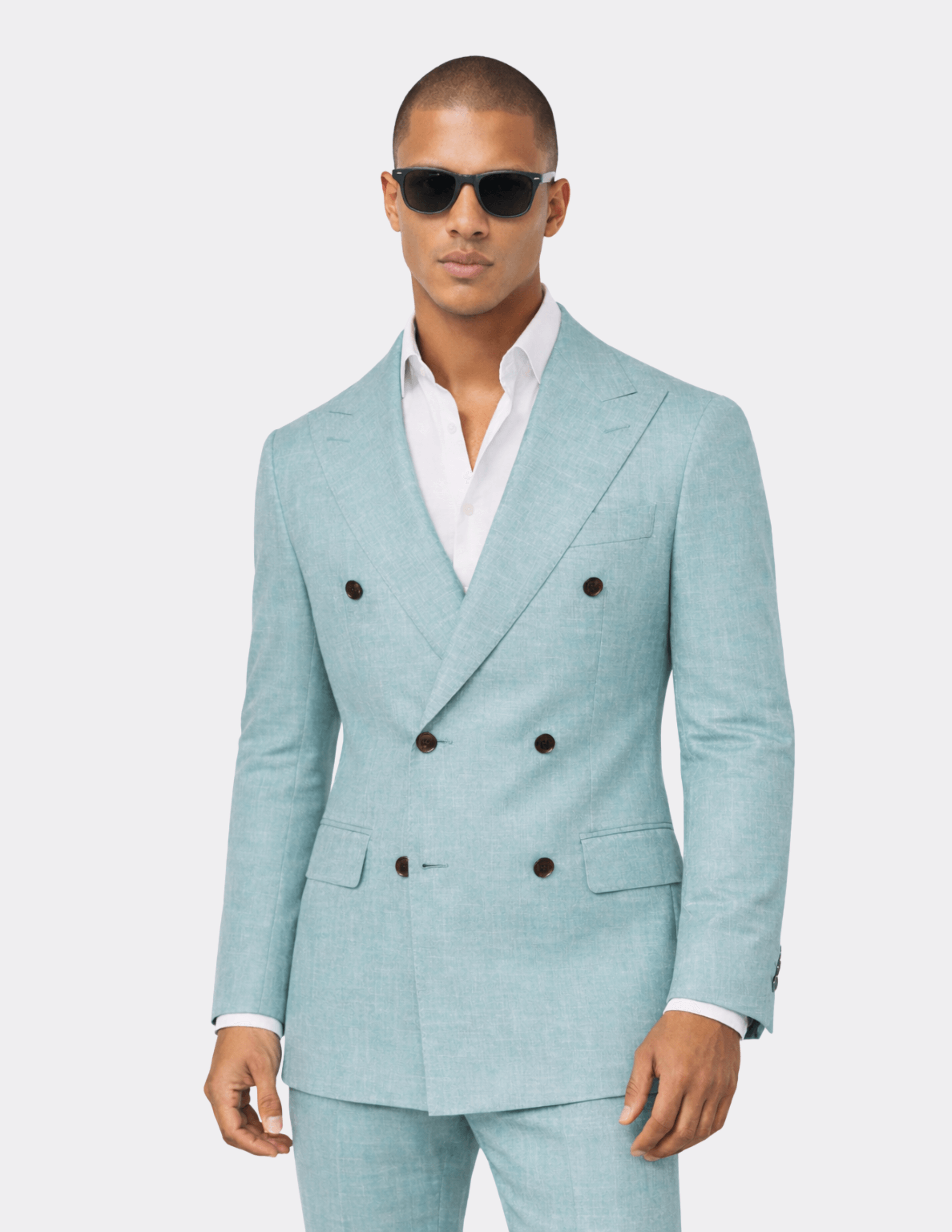 Aqua Teal Double Breasted Suit - Samir Bachkami