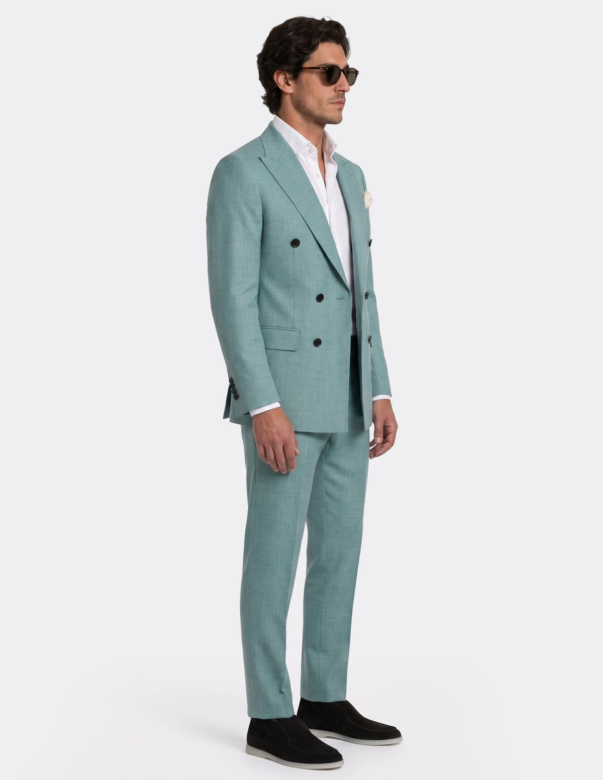 Aqua Teal Double Breasted Suit - Samir Bachkami
