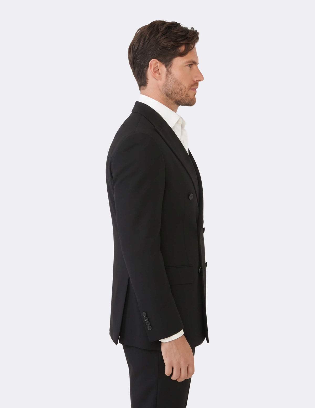 Black Seersucker Double Breasted Suit - Samir Bachkami