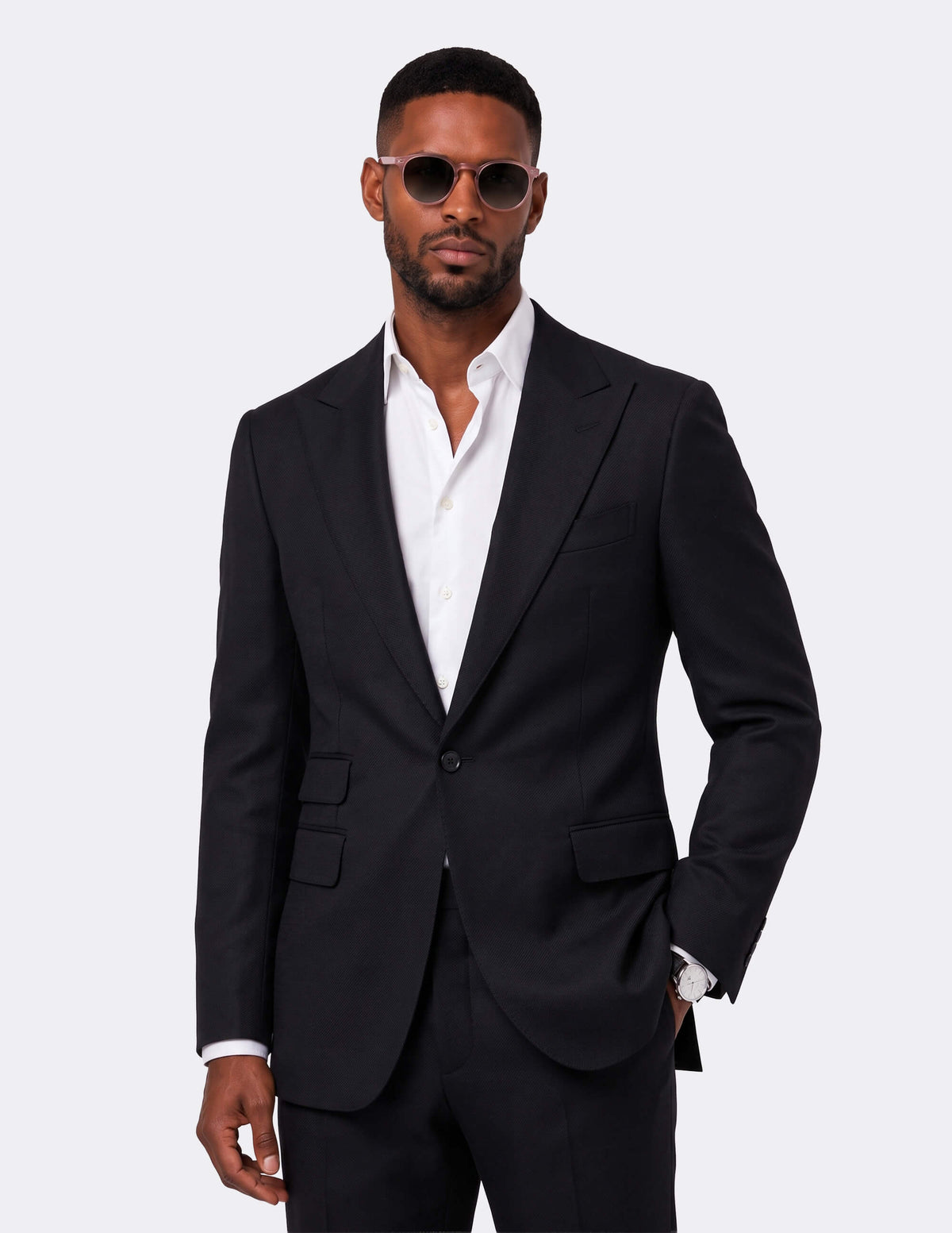 Black Wool Single Breasted Suit - Samir Bachkami