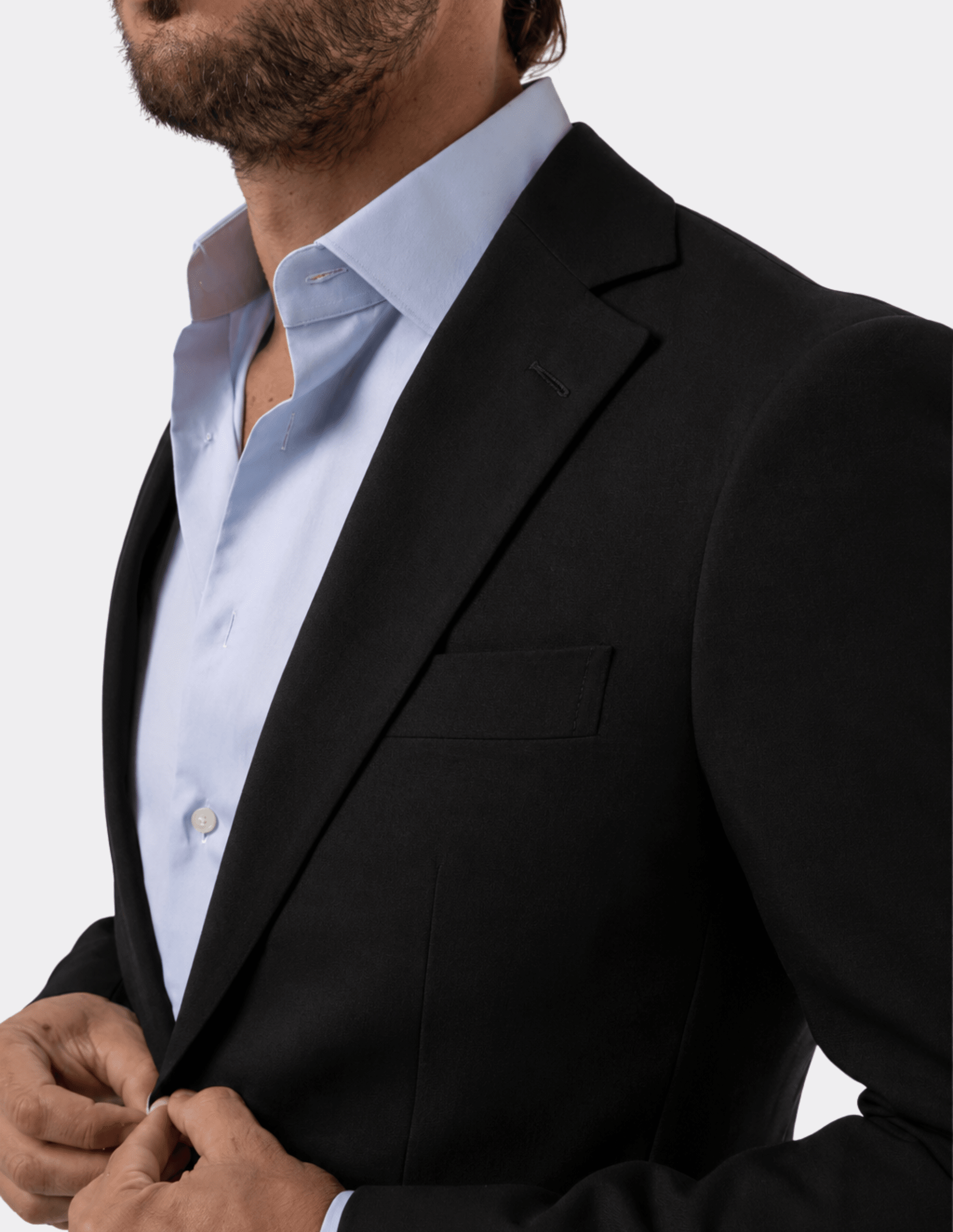 Black Wool Single Breasted Suit - Samir Bachkami