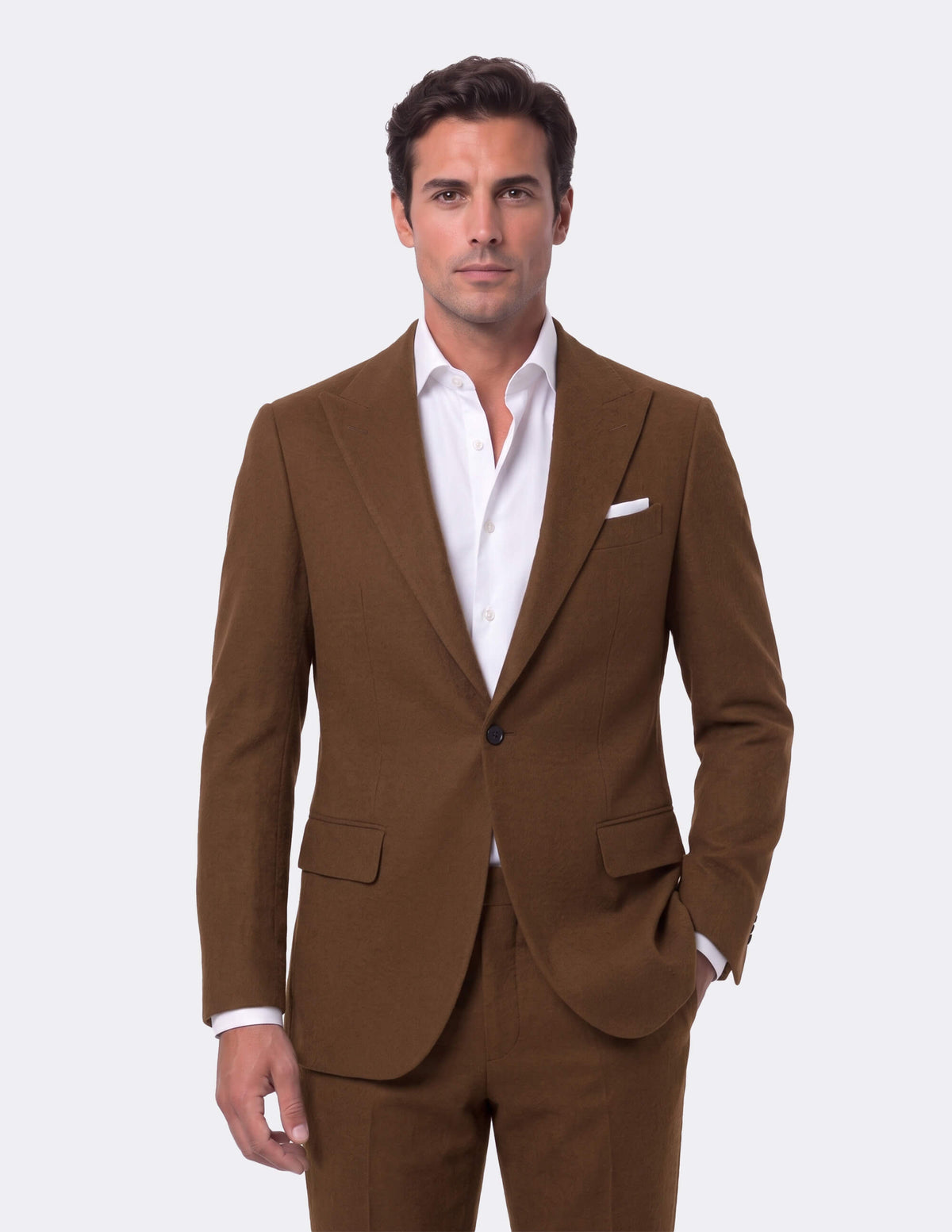 Brown Seersucker Single Breasted Suit - Samir Bachkami