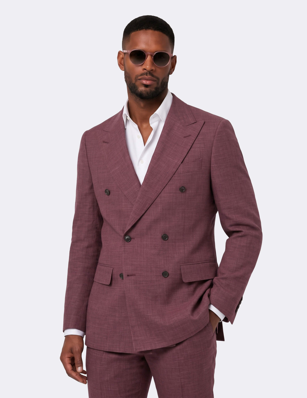 Burgundy Double Breasted Suit - Samir Bachkami