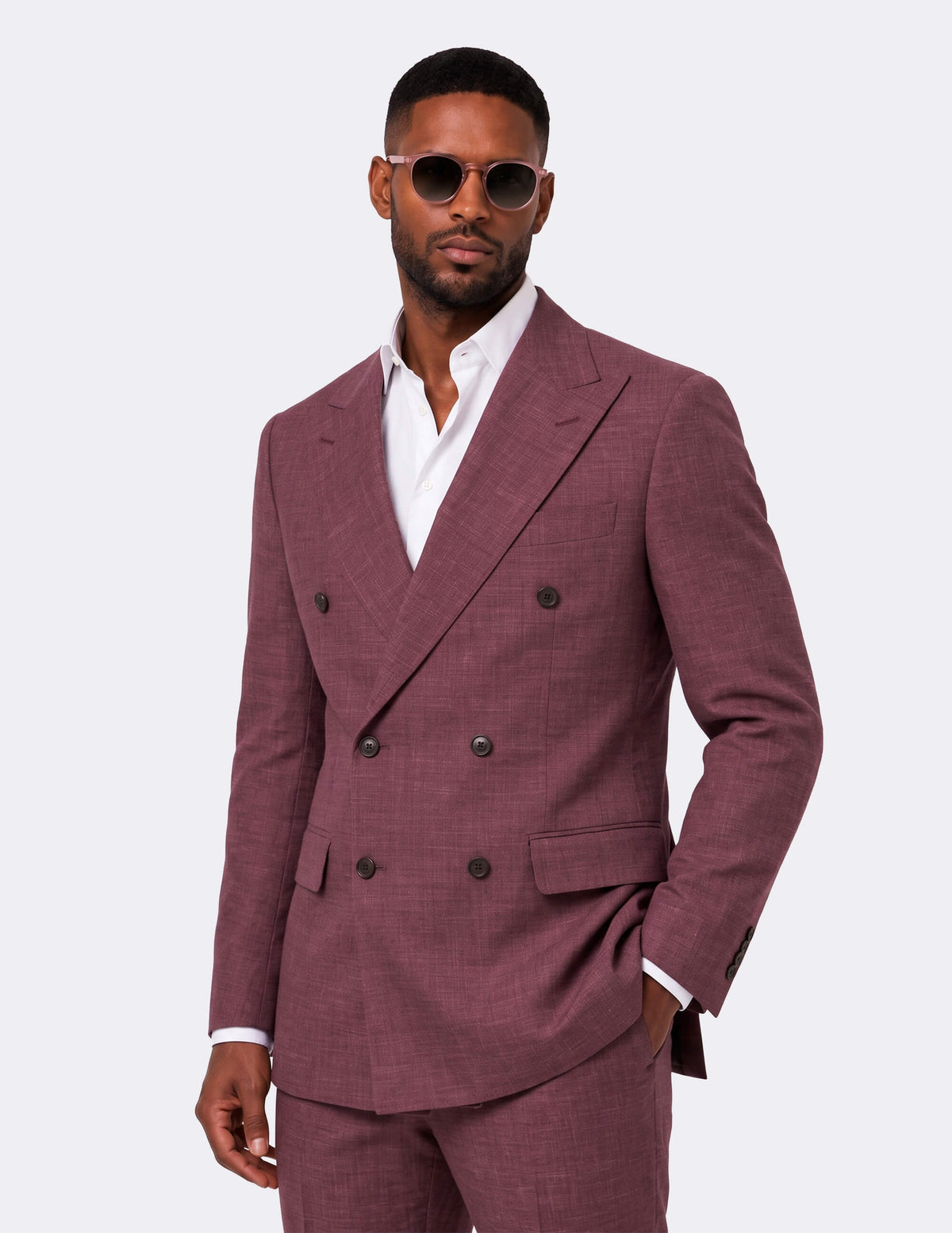 Burgundy Double Breasted Suit - Samir Bachkami