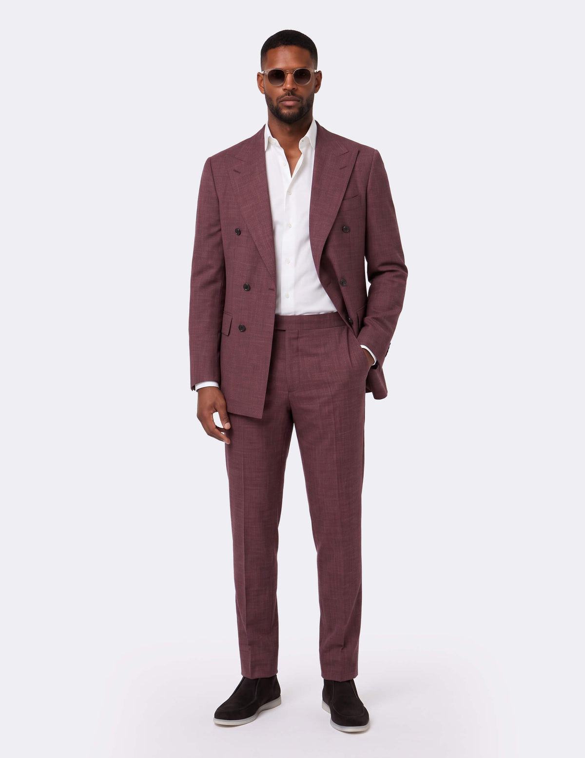 Burgundy Double Breasted Suit - Samir Bachkami