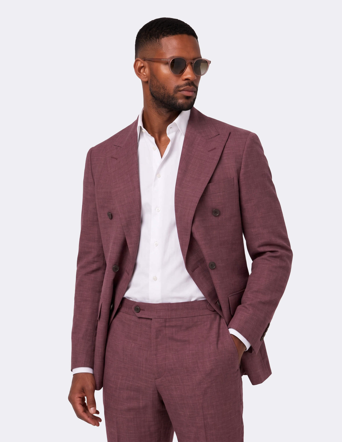 Burgundy Double Breasted Suit - Samir Bachkami