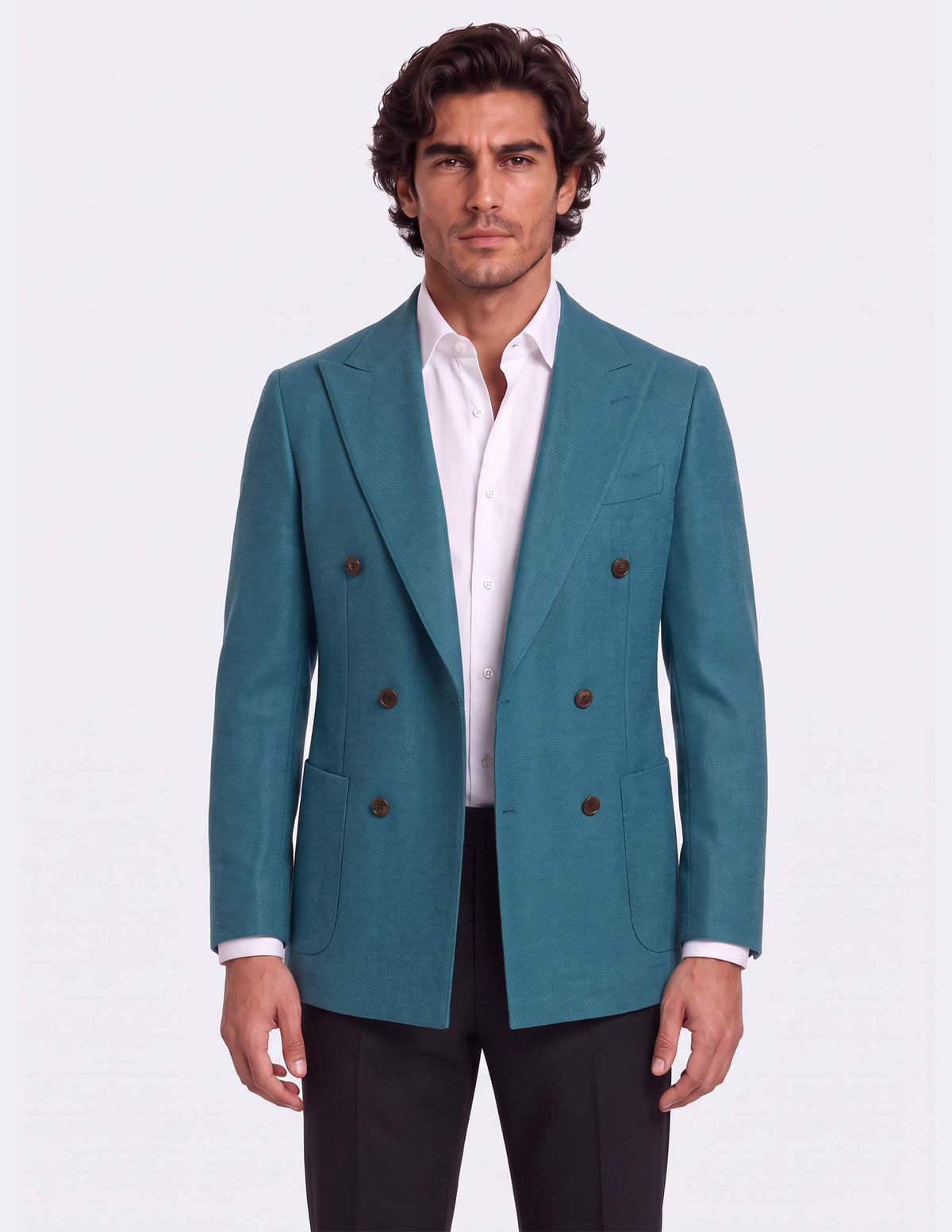 Cannes Teal Double Breasted Jacket - Samir Bachkami