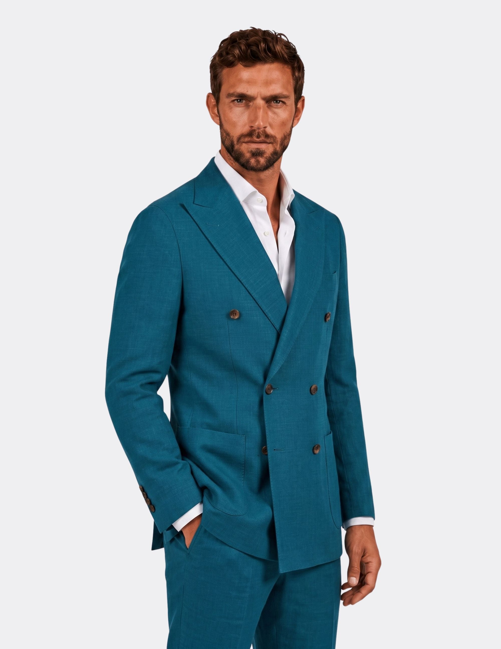 Cannes Teal Double-Breasted Suit - Samir Bachkami