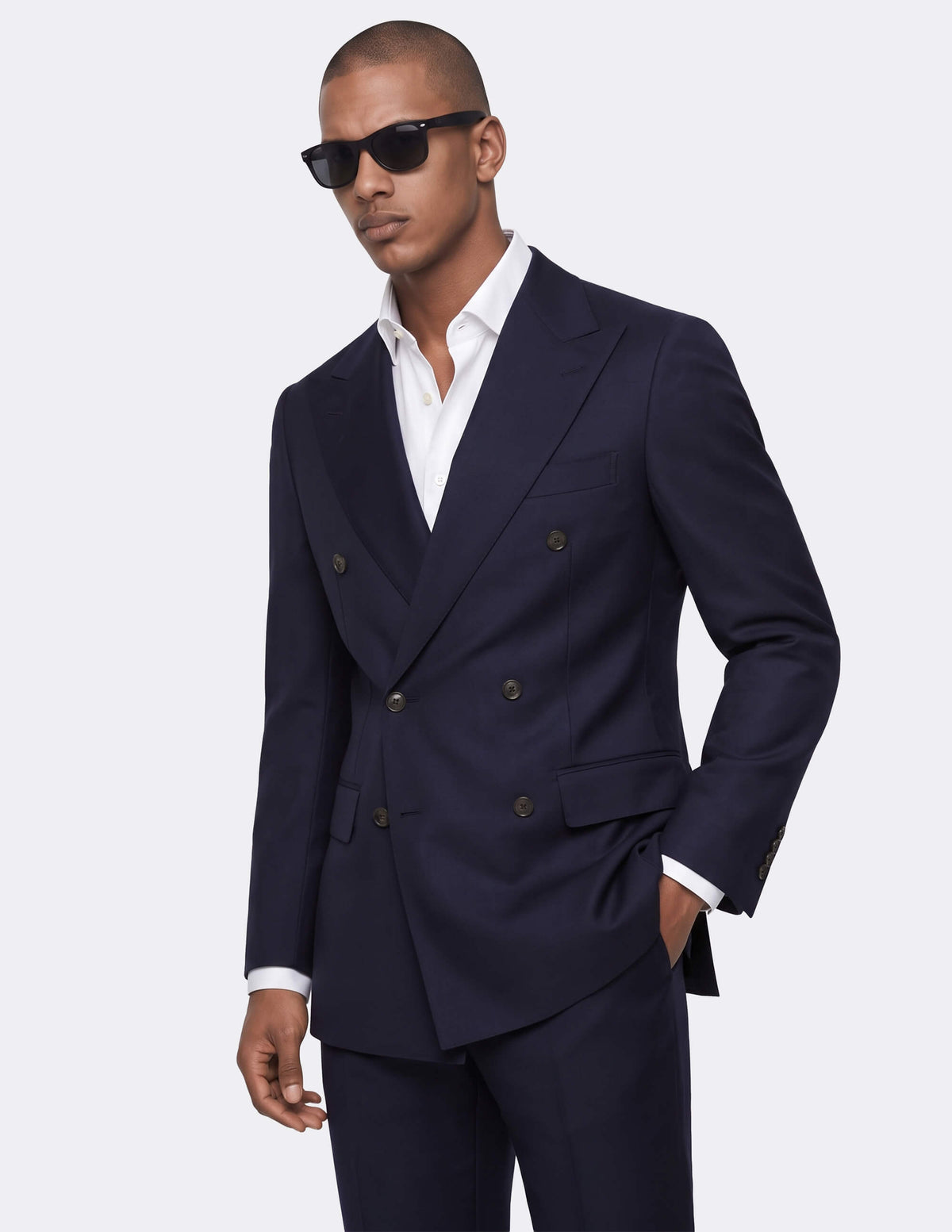Dark Blue Double Breasted Suit - Samir Bachkami