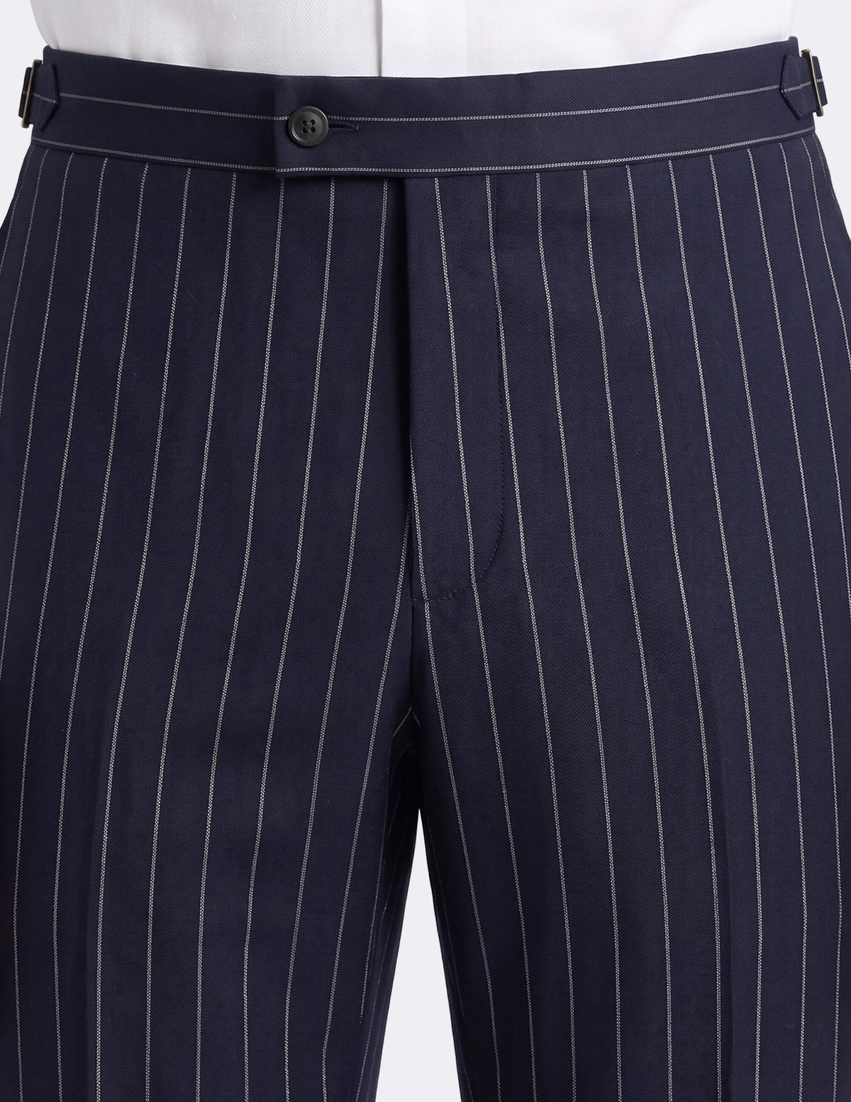 Dark Blue White Stripes Wool Trousers - MTO - Samir Bachkami