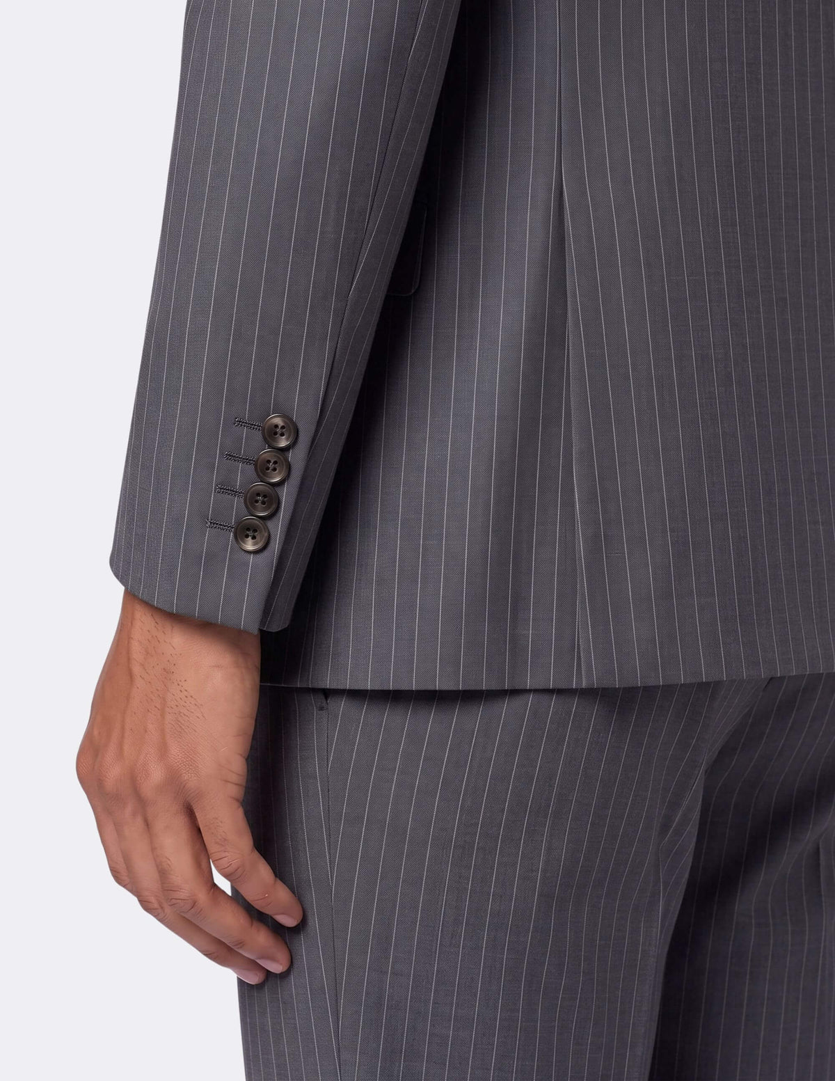 Dark Grey White Stripes Wool Double Breasted Suit - Samir Bachkami