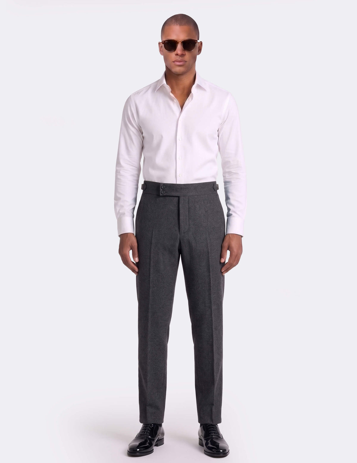 Grey Wool Trousers Double Button - Samir Bachkami