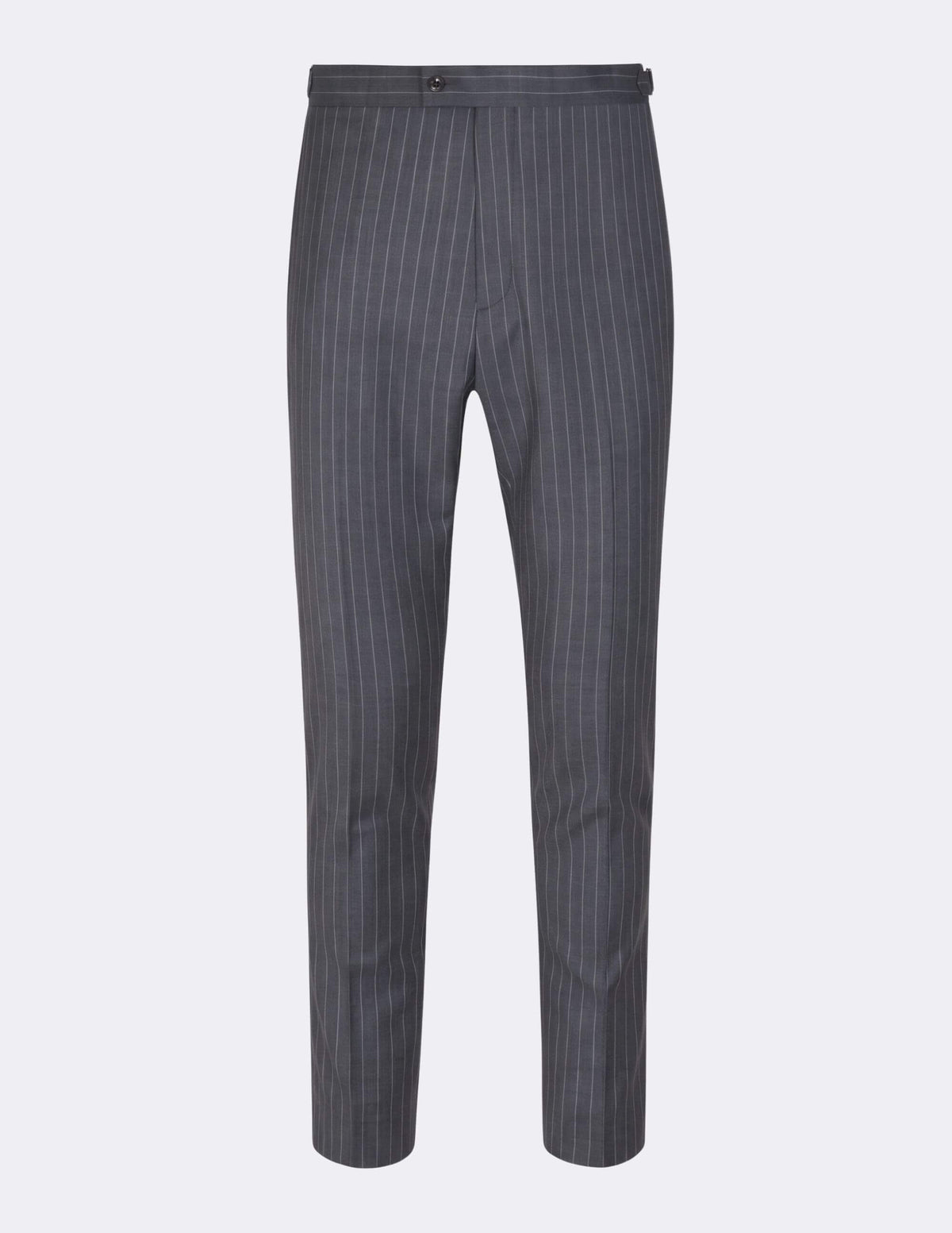 Dark Grey White Stripes Wool Double Breasted Suit