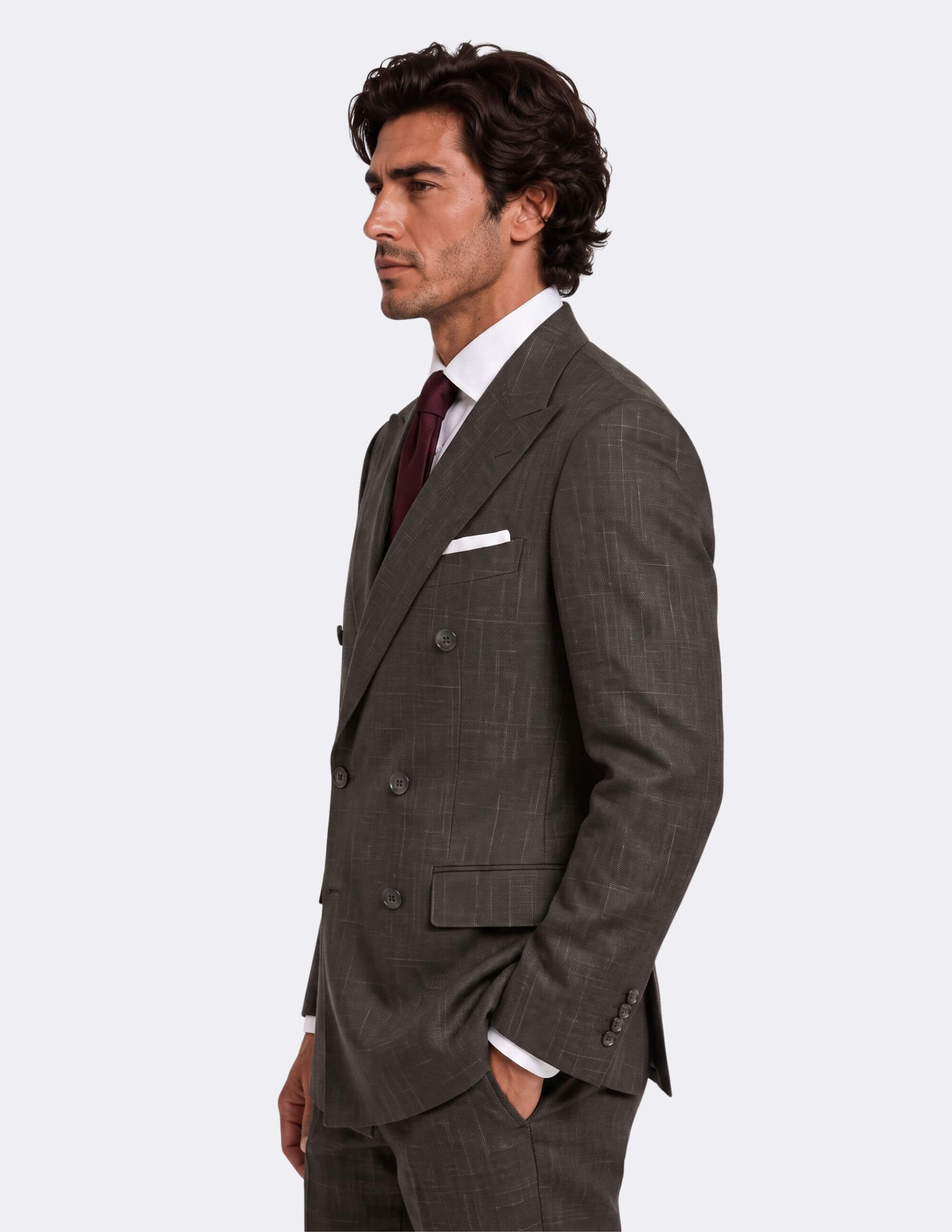 The Val d’Orcia Olive Double-Breasted Suit