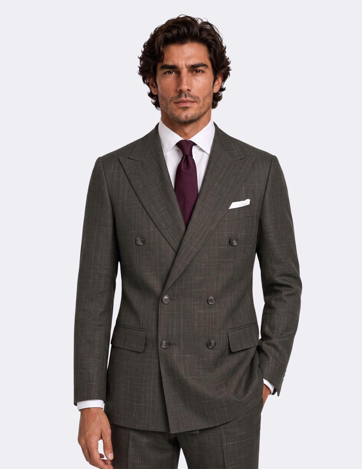 The Val d’Orcia Olive Double-Breasted Suit