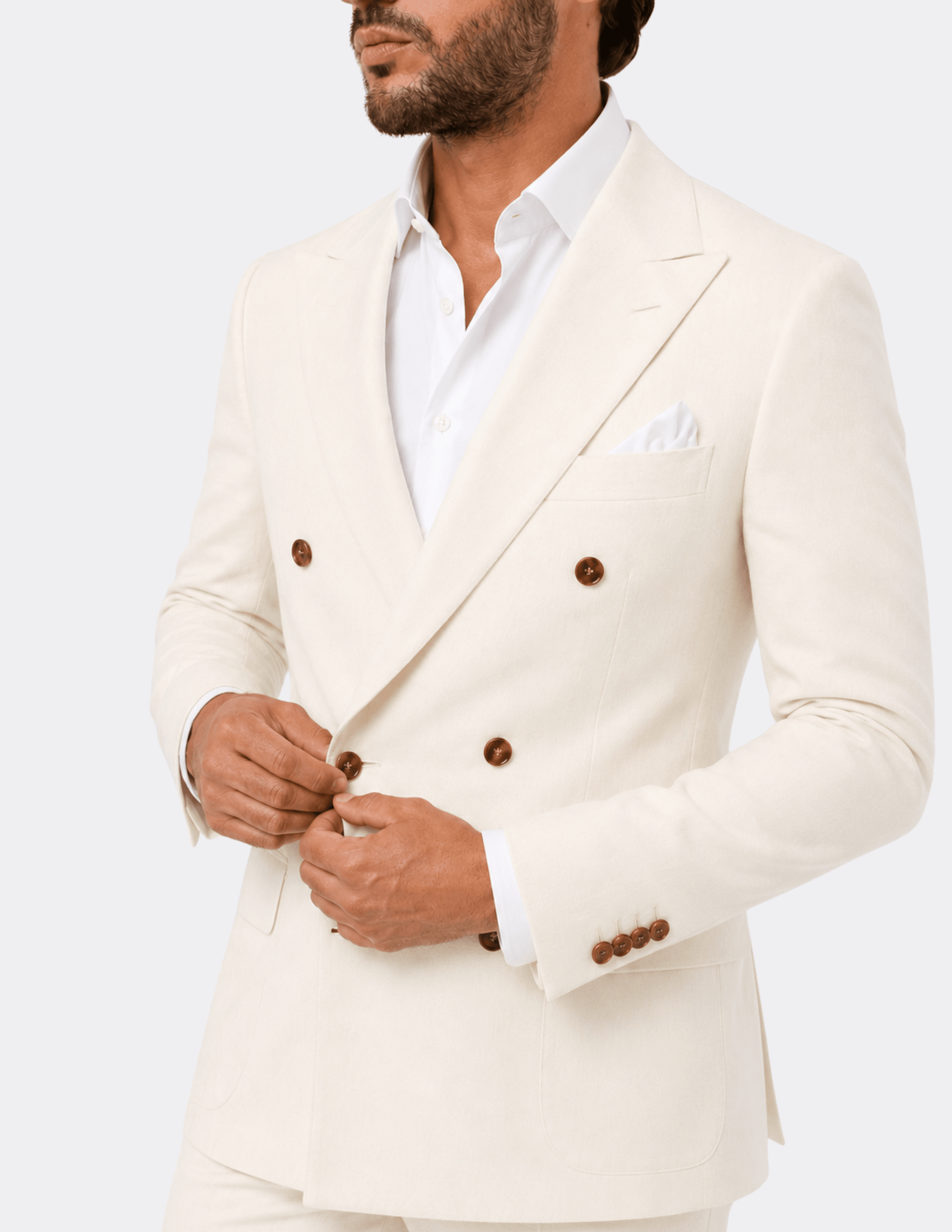 Light Creme Double Breasted Suit - Samir Bachkami