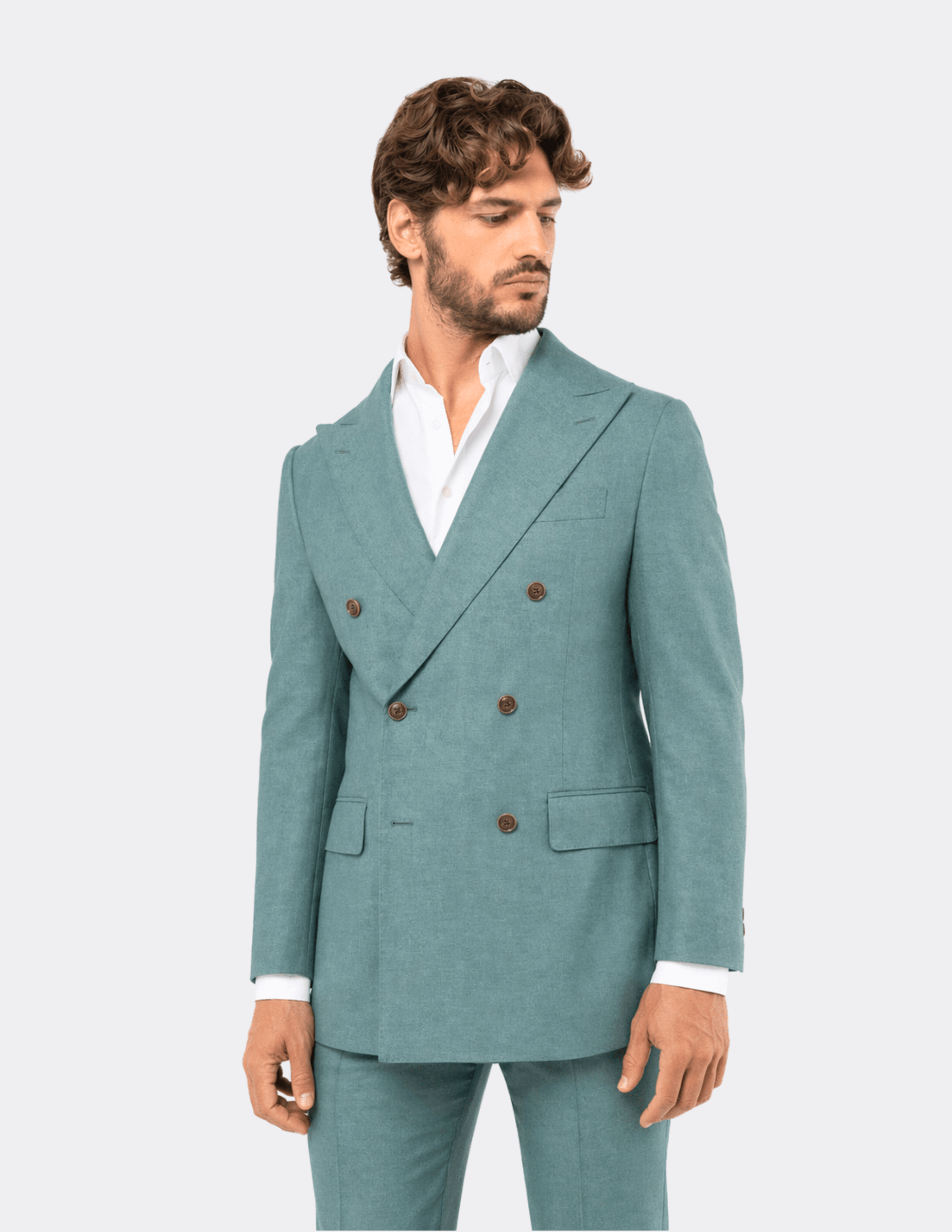 Monaco Teal Double - Breasted Suit - Samir Bachkami