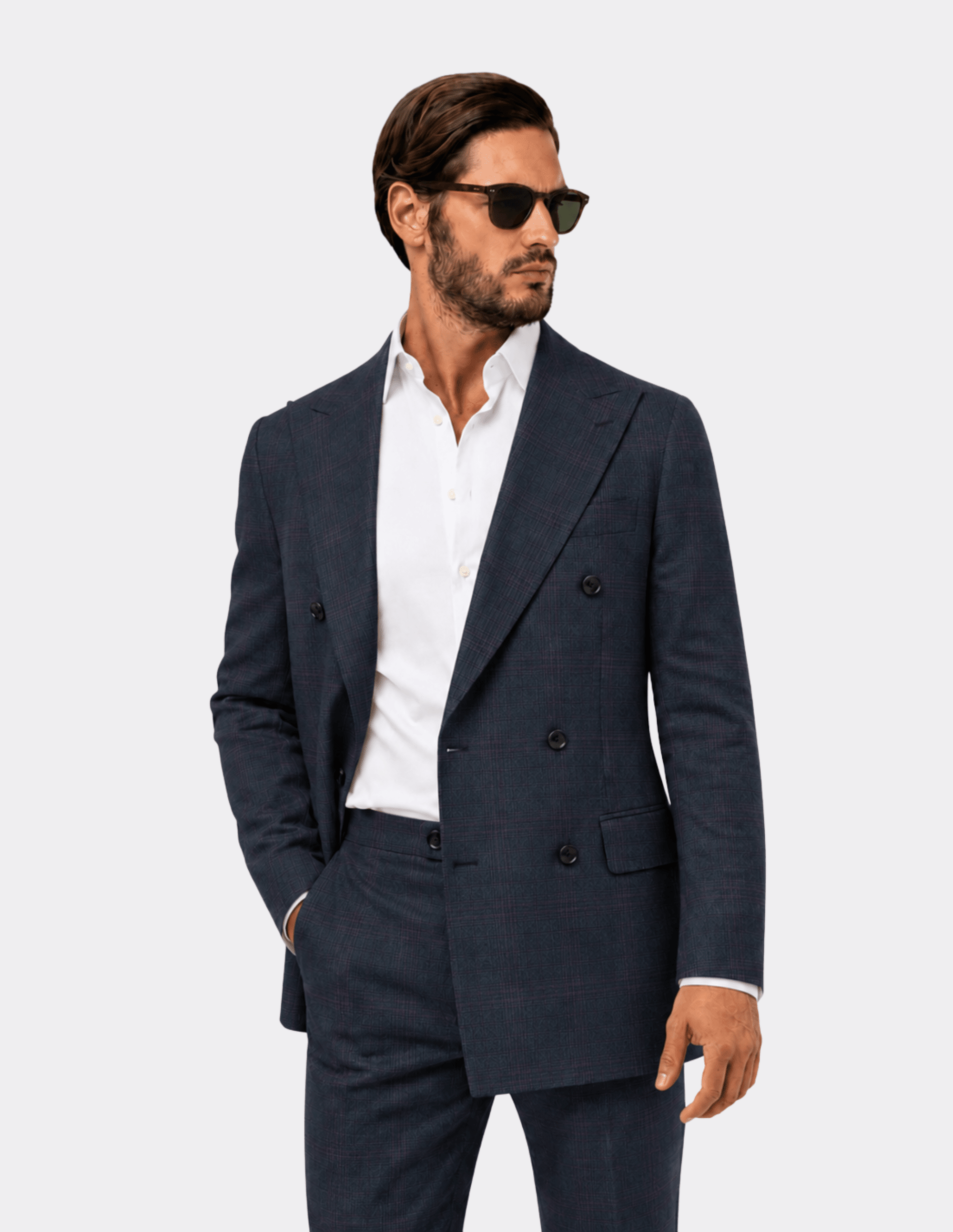 Sapphire Noir Check Double - Breasted Suit - Samir Bachkami
