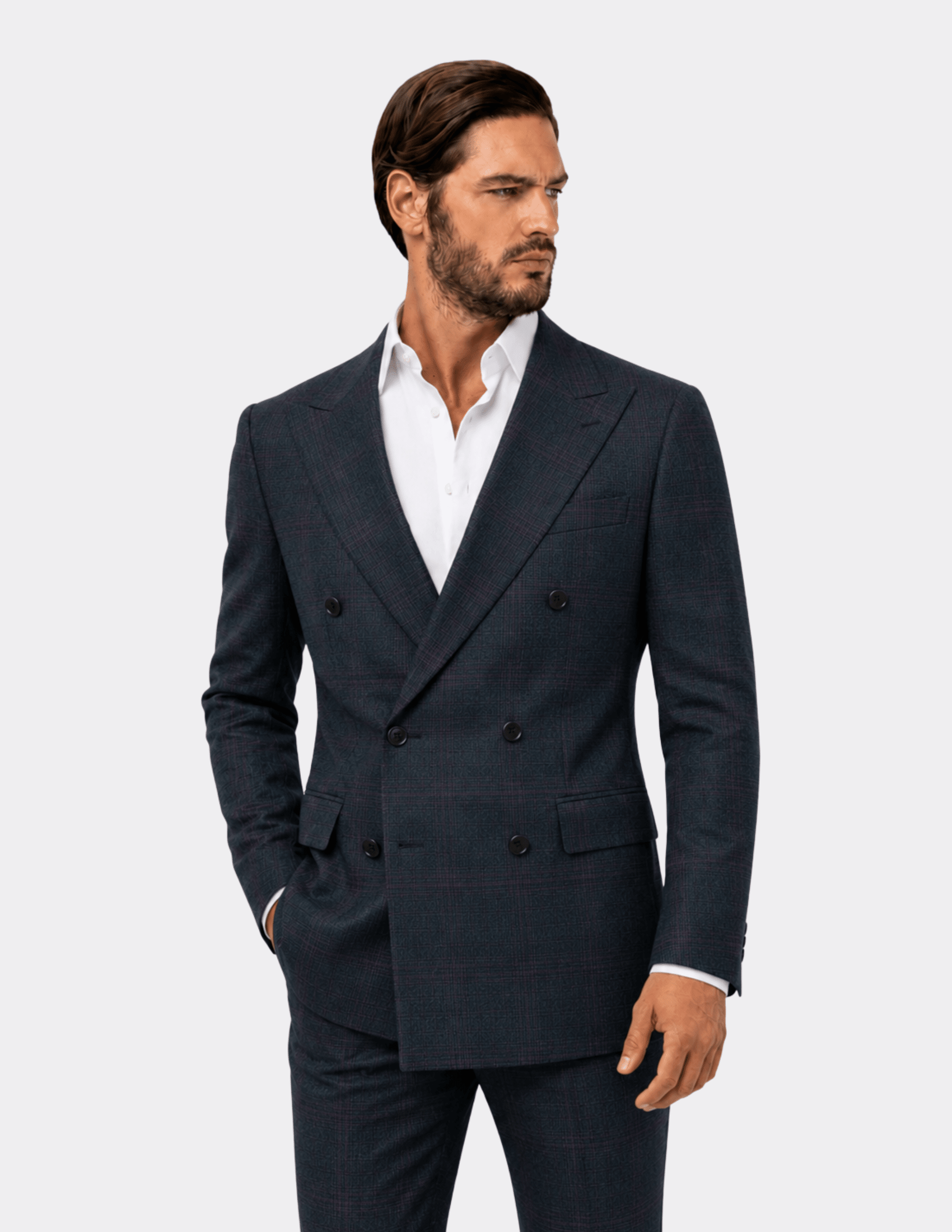 Sapphire Noir Check Double - Breasted Suit - Samir Bachkami