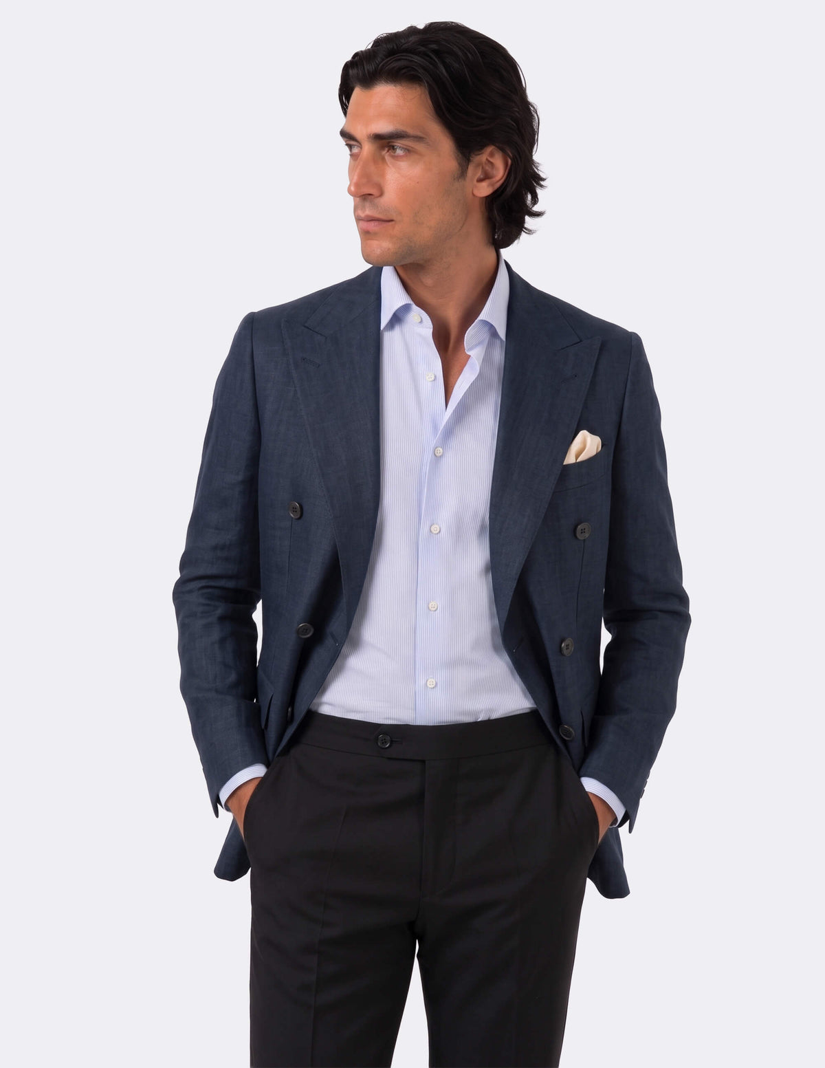 The Blu Ombra Double-Breasted Jacket - Samir Bachkami