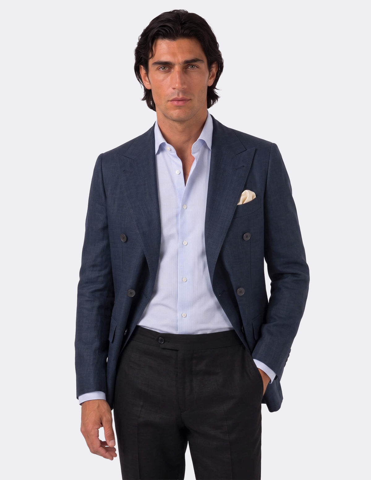 The Blu Ombra Double-Breasted Jacket - Samir Bachkami