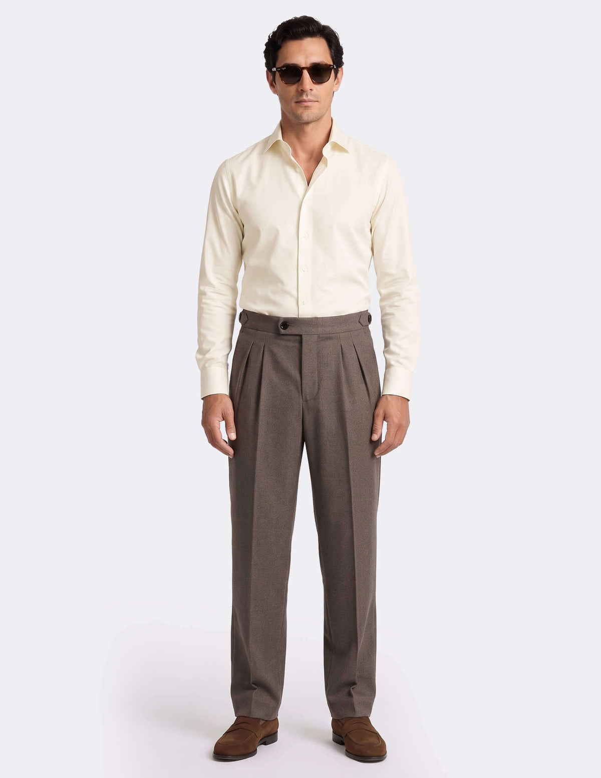 The Brumaro Taupe Wide-Leg Trousers - Samir Bachkami