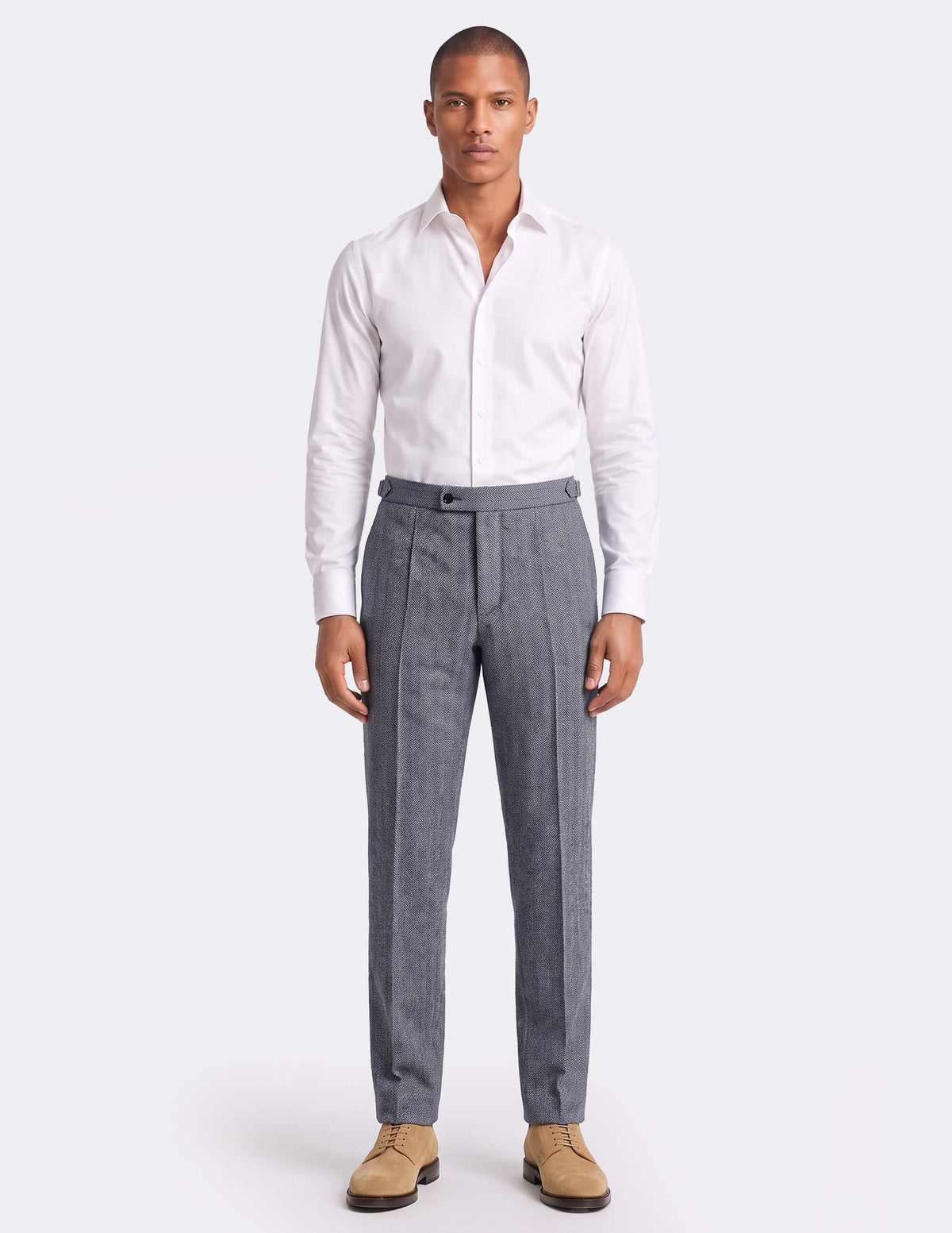 The Cevrino Grey Herringbone Trousers - Samir Bachkami