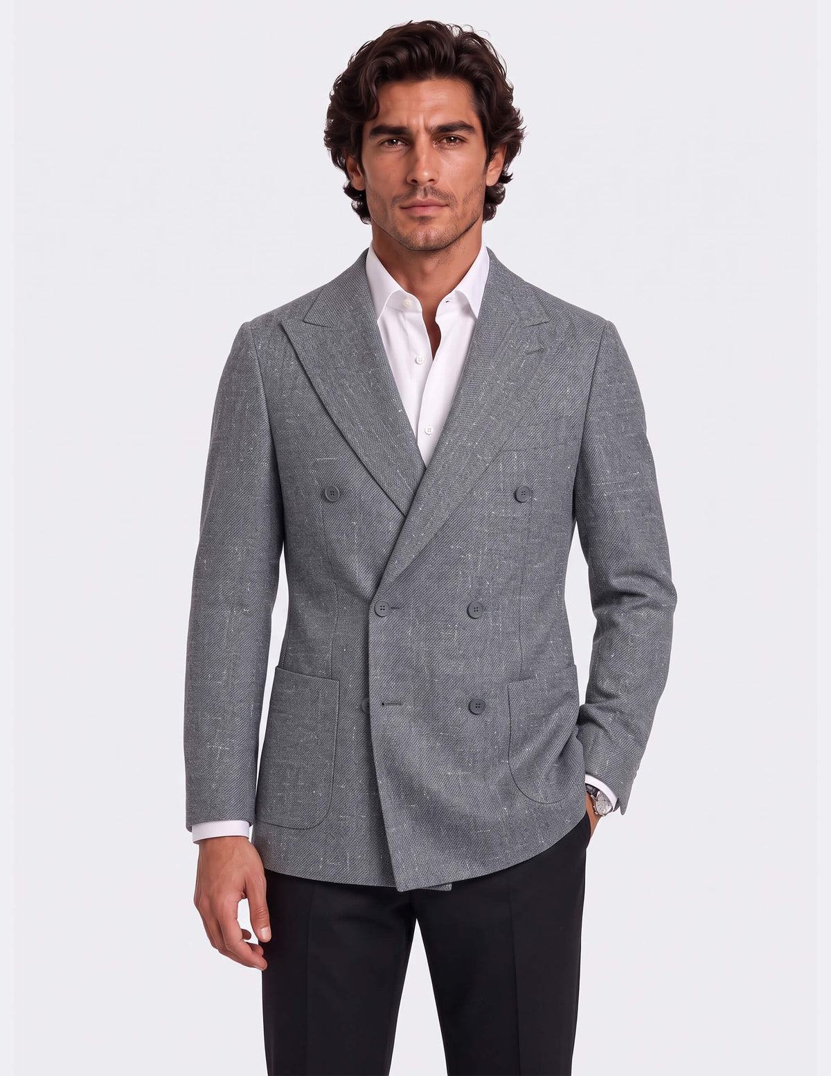 The Dolomiti Grey Double-Breasted Jacket - Samir Bachkami
