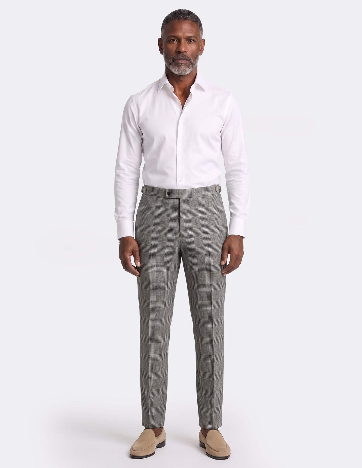 The Fervano Taupe Check Trousers - Samir Bachkami