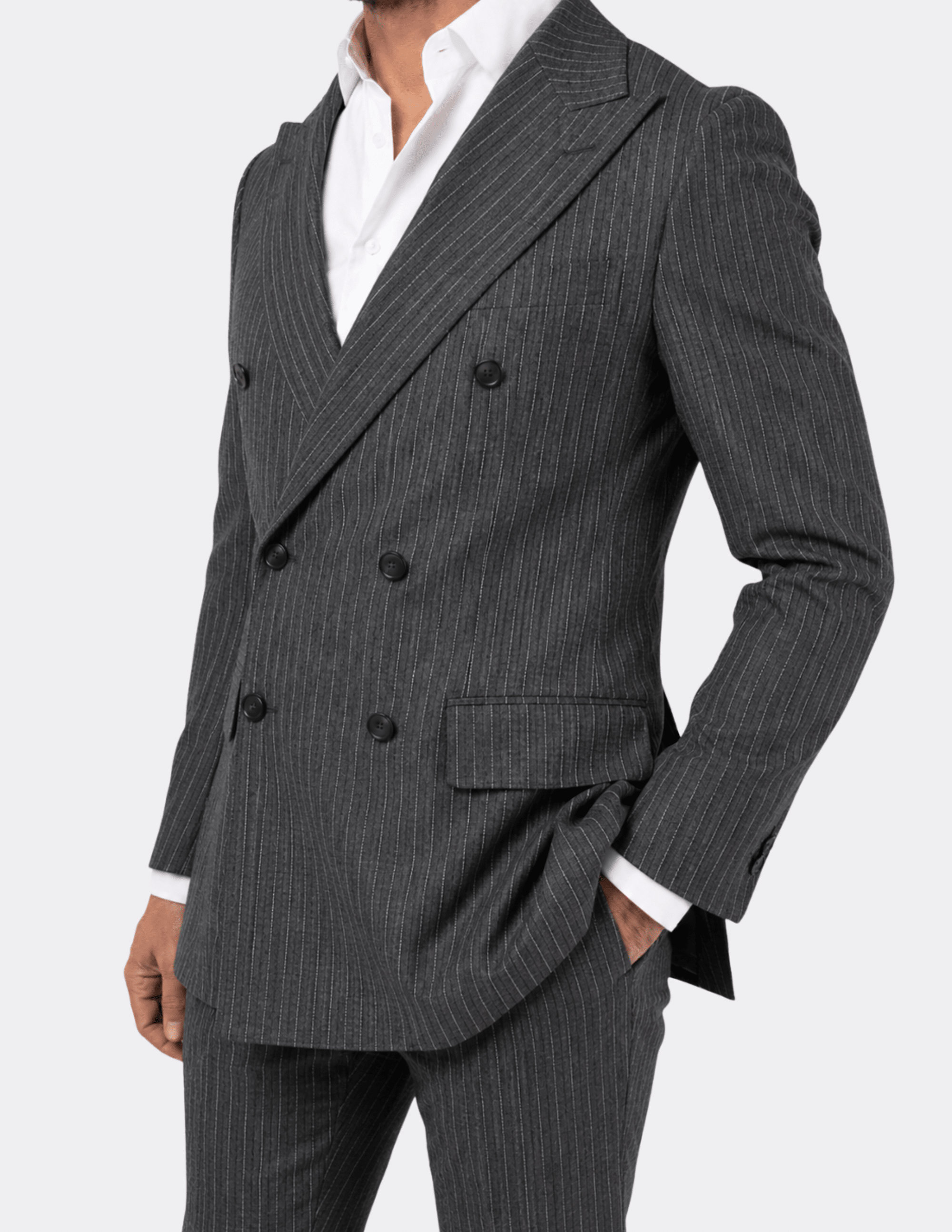 The Milan Charcoal Double - Breasted Suit - Samir Bachkami