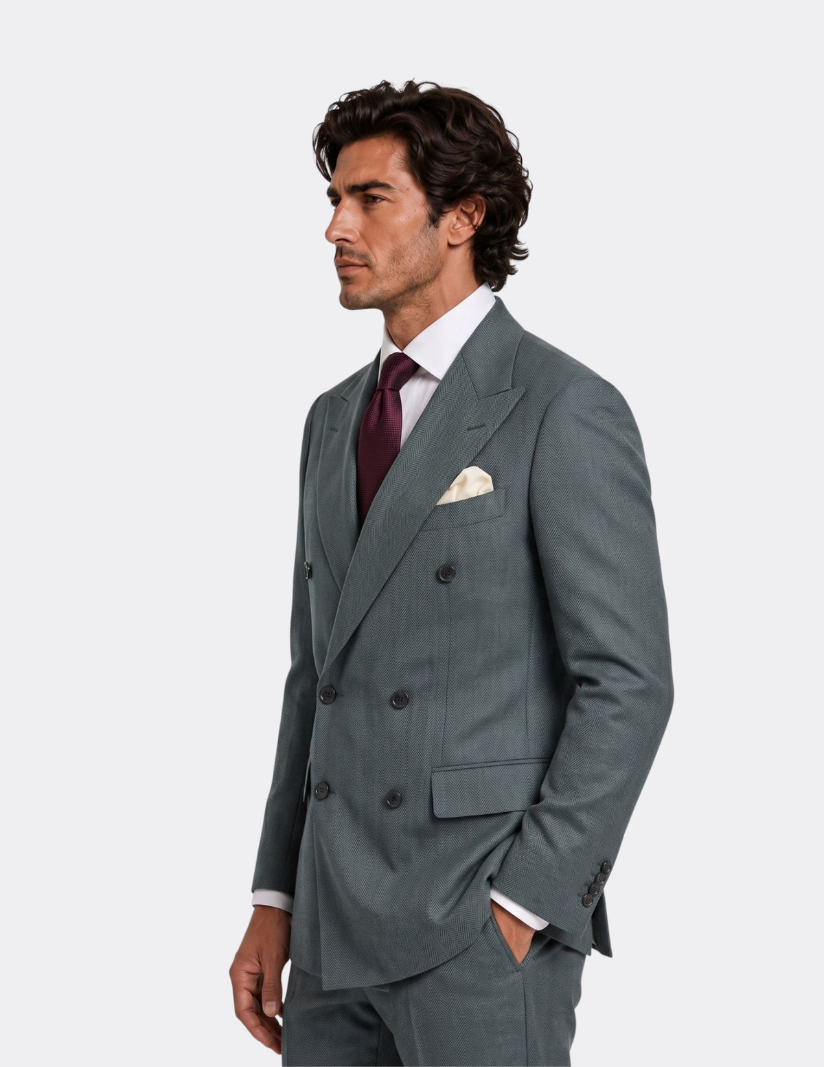 The Morveto Teal Double-Breasted Suit - Samir Bachkami