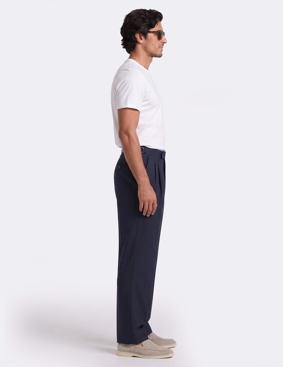The Noresto Navy Wide-Leg Trousers - Samir Bachkami