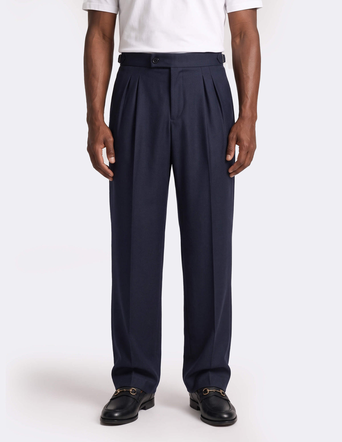 The Ombrello Navy Wide-Leg Trousers - Samir Bachkami