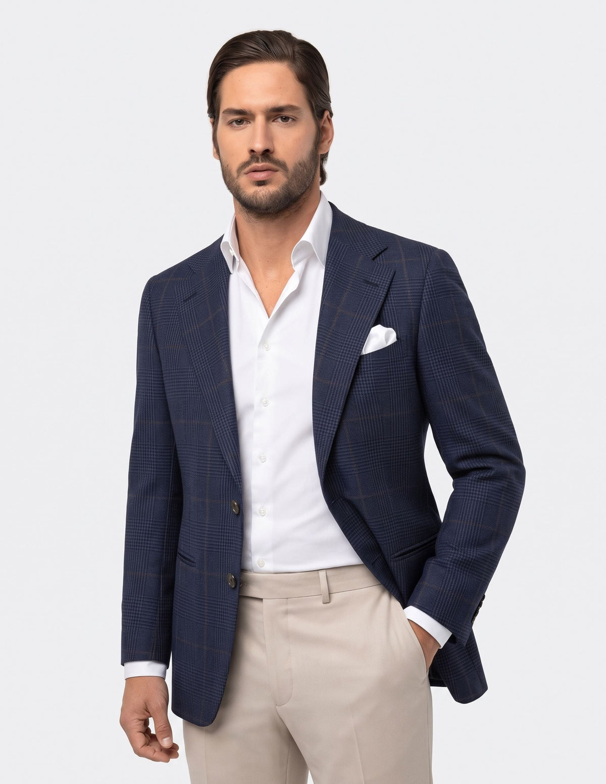 The Portofino Navy Check Jacket - Samir Bachkami